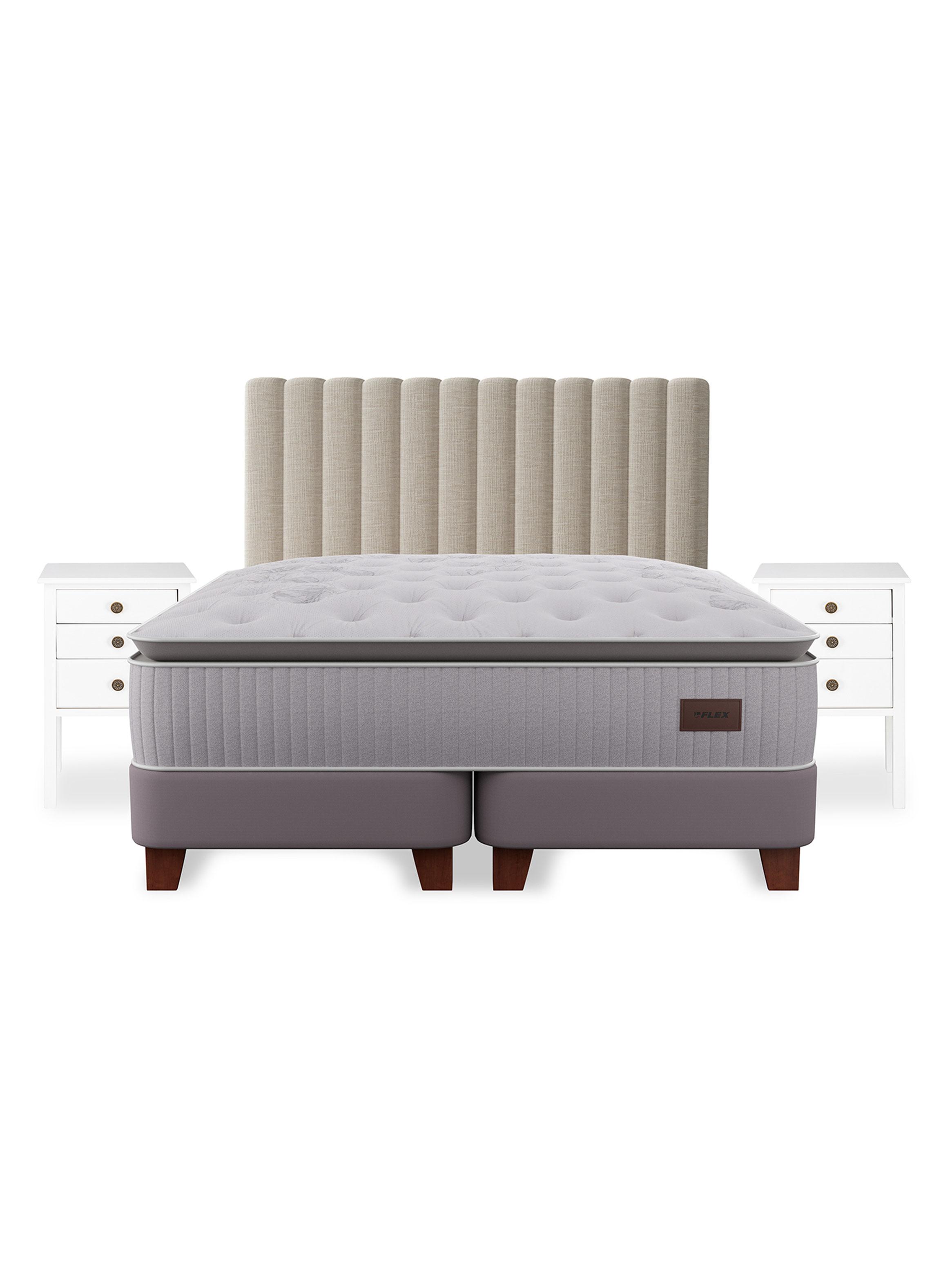 Cama Europea Heritage 2 plazas 150x200 cm + Respaldo Tubular + Velador Roma-2