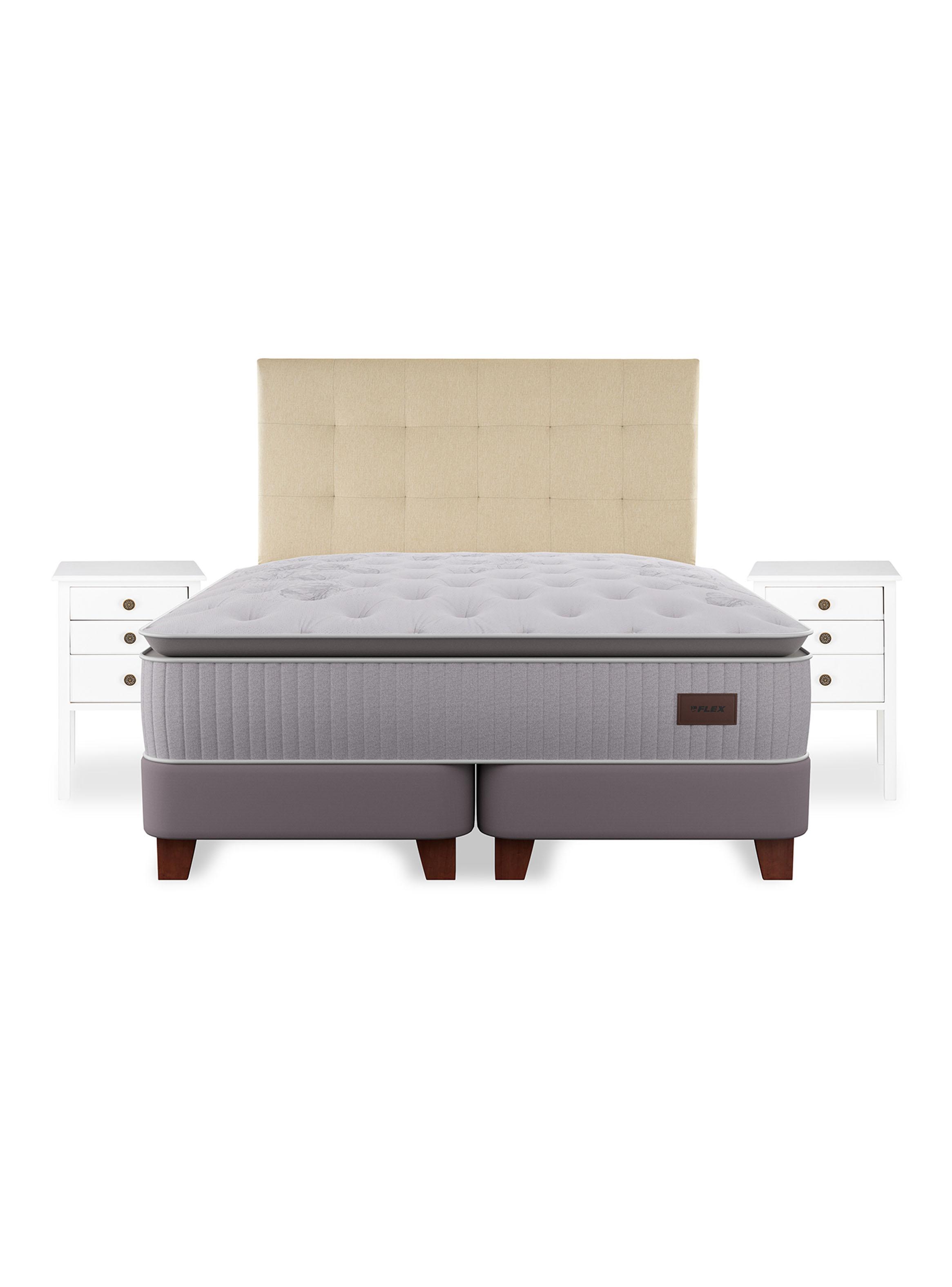 Cama Europea Heritage King 180x200 cm + Respaldo Crudo + Velador Roma-2