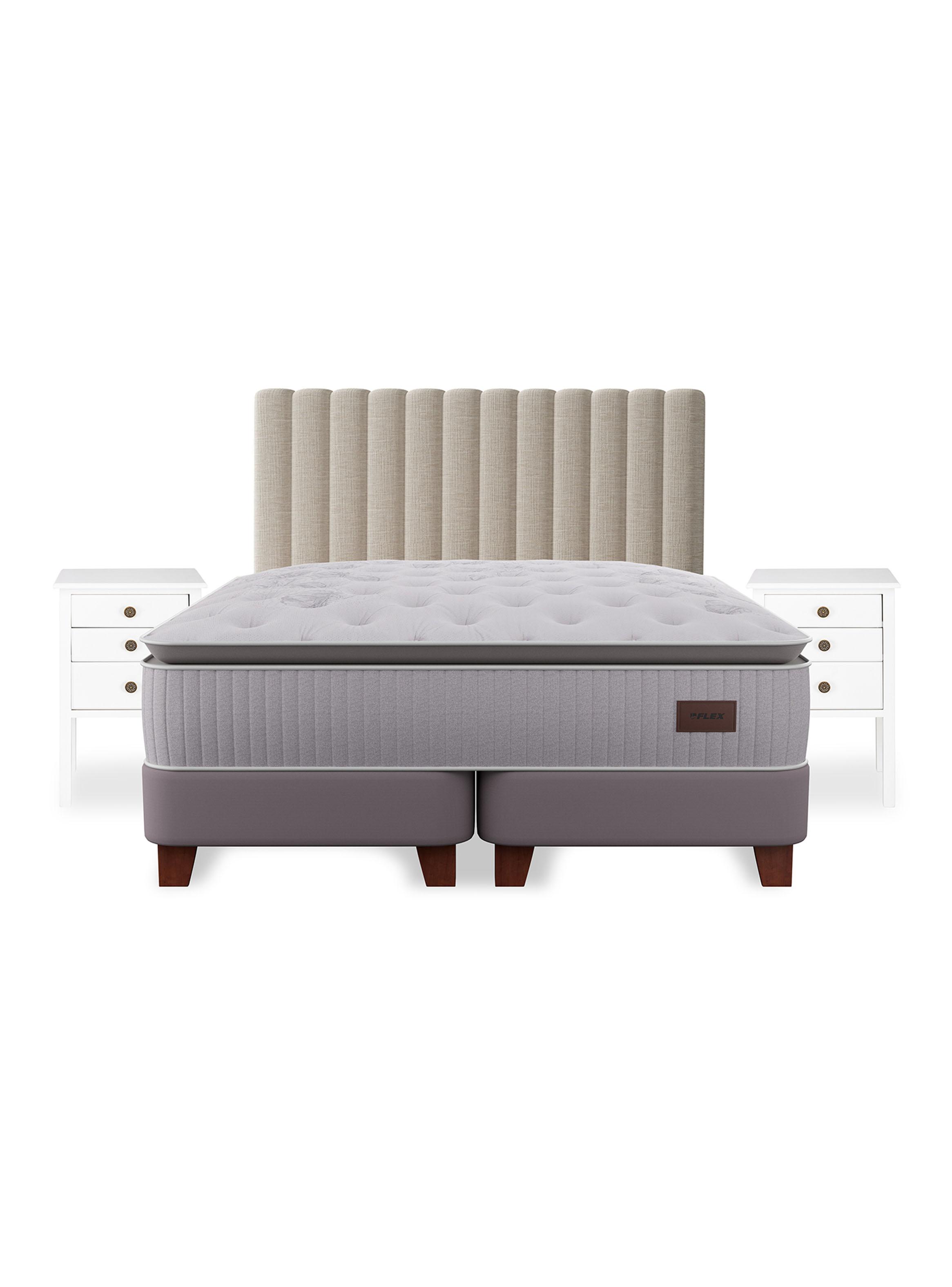 Cama Europea Heritage King 180x200 cm + Respaldo Tubular + Velador Roma-2