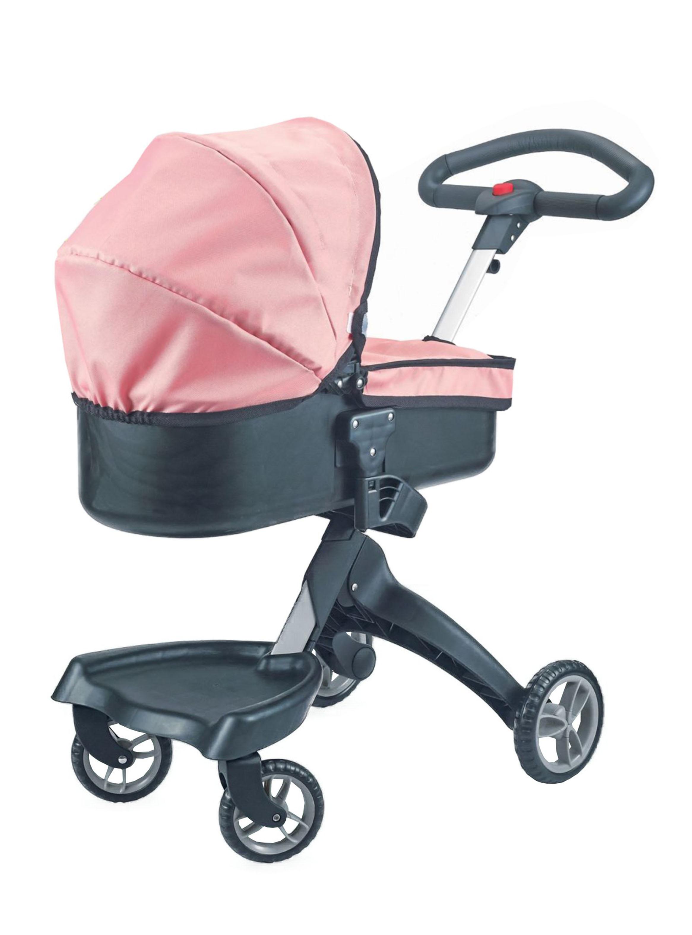 Coche de Muñeca Cuna Luxury Rosado Negro-2