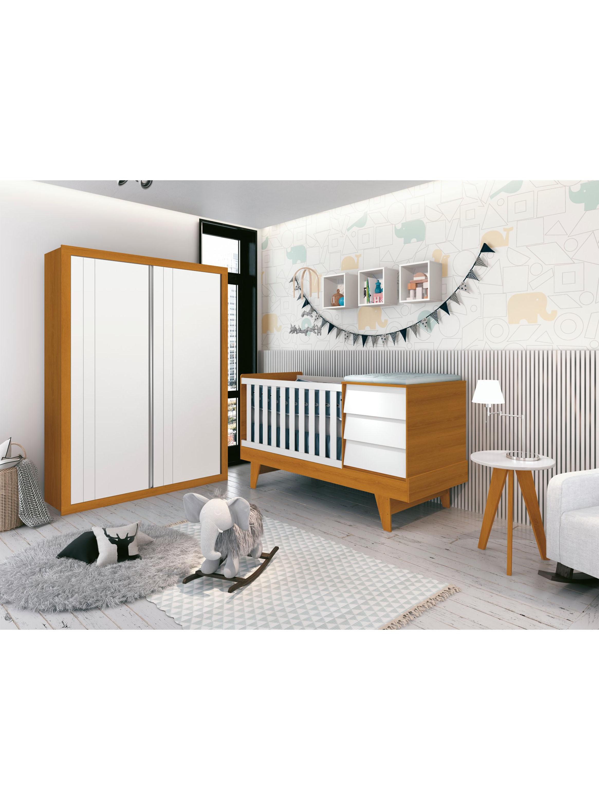 Cuna con Cómoda Noah 3x1 Blanco Caramelo-5