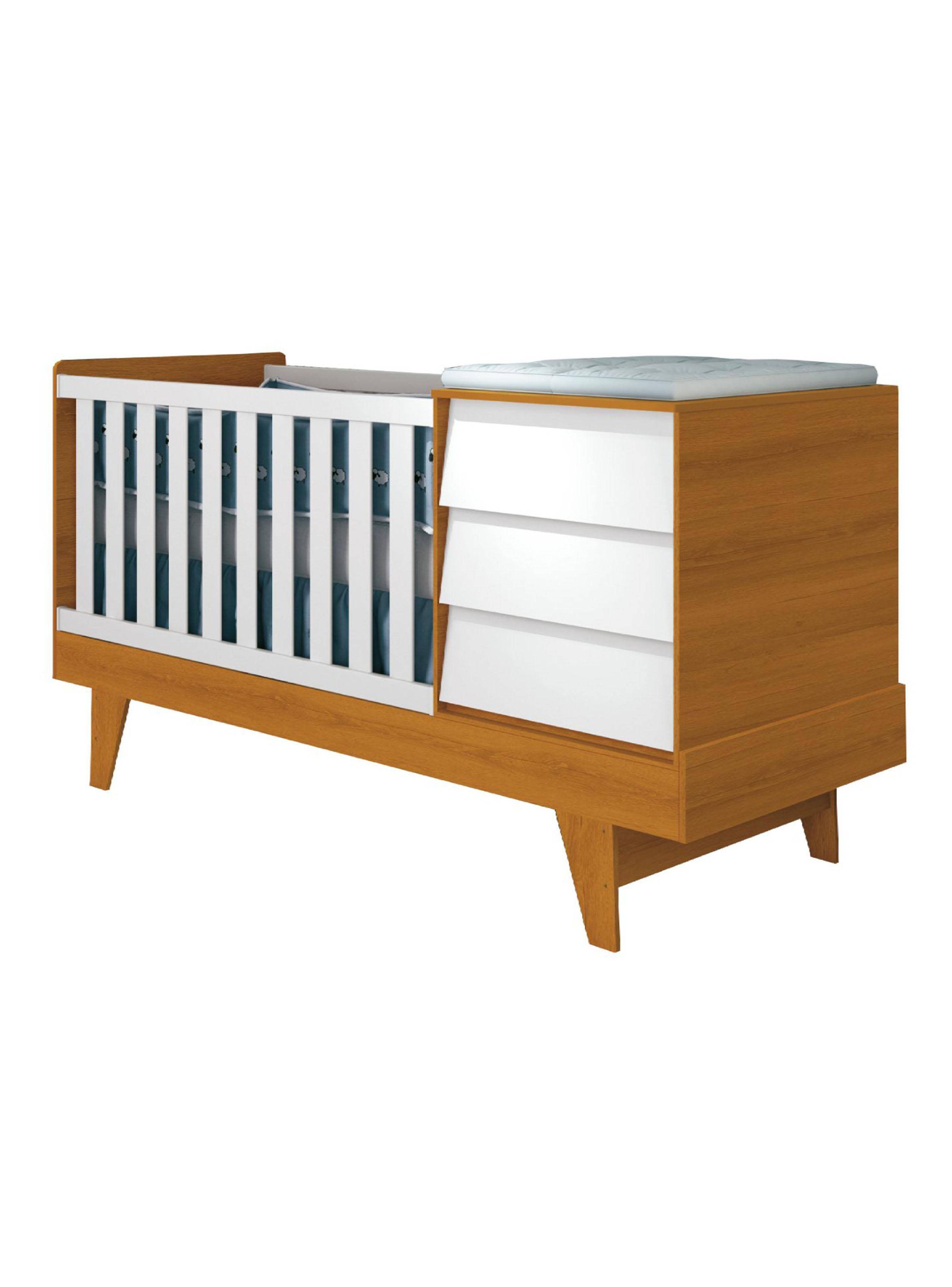 Cuna con Cómoda Noah 3x1 Blanco Caramelo-2