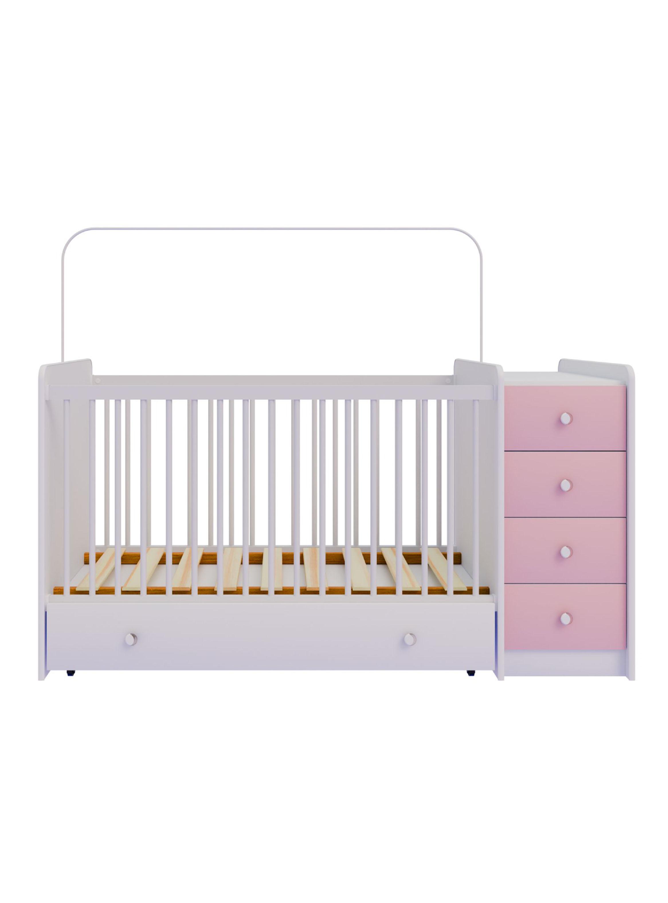 Cuna con Cómoda Top Baby Rosada-3