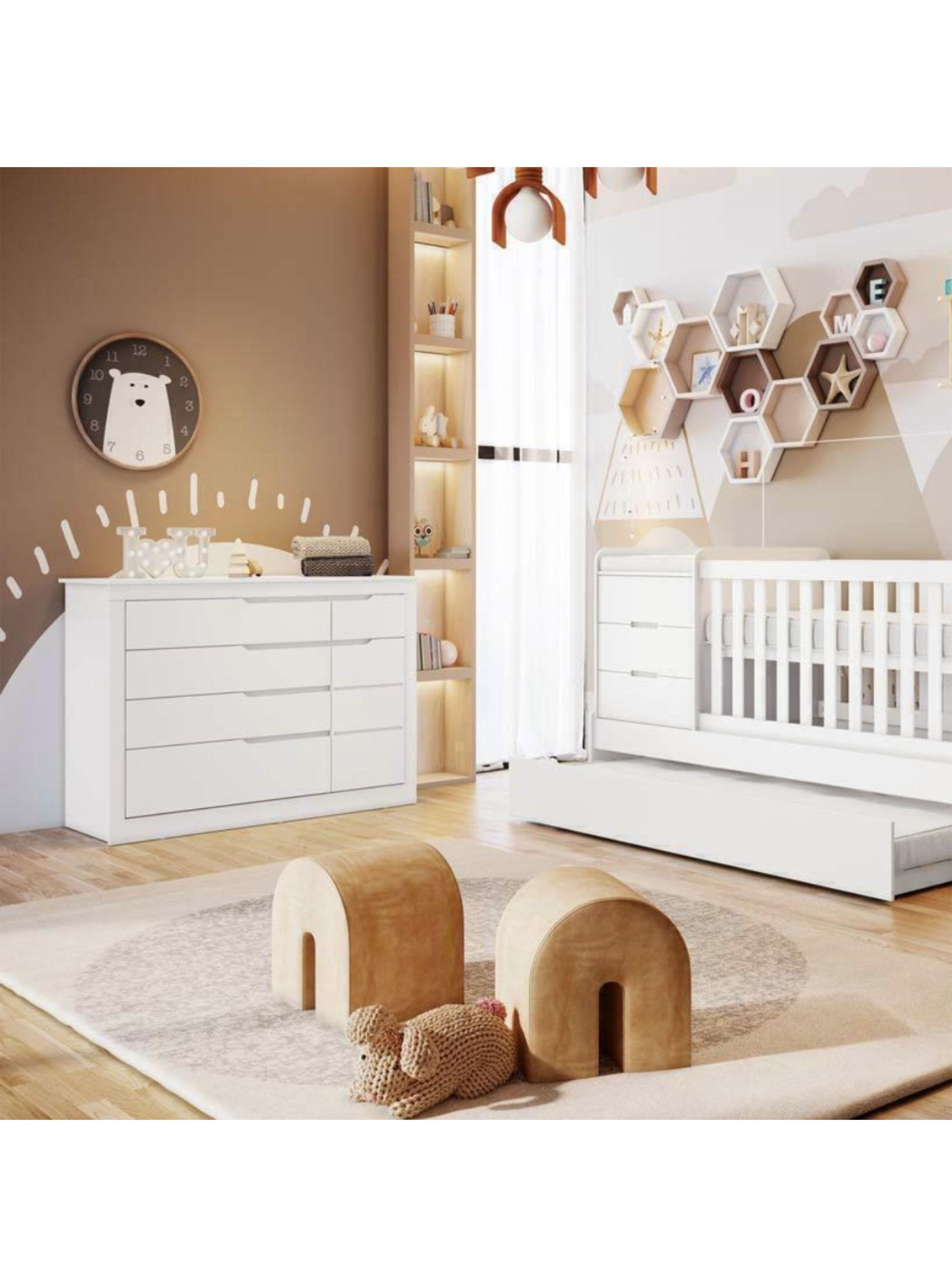 Cómoda Cleo 5 Cajones + Puerta Blanco-3