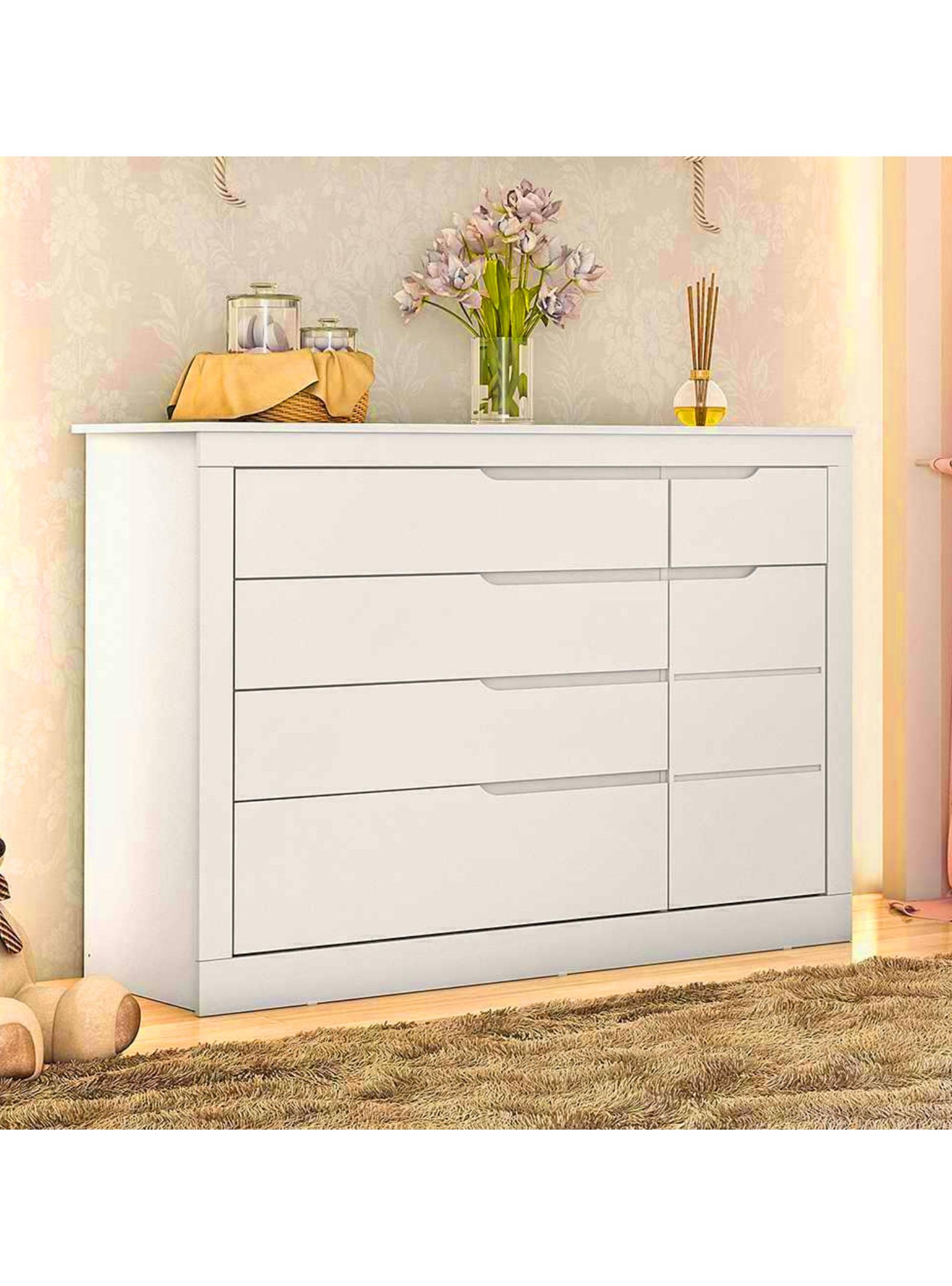 Cómoda Cleo 5 Cajones + Puerta Blanco-4