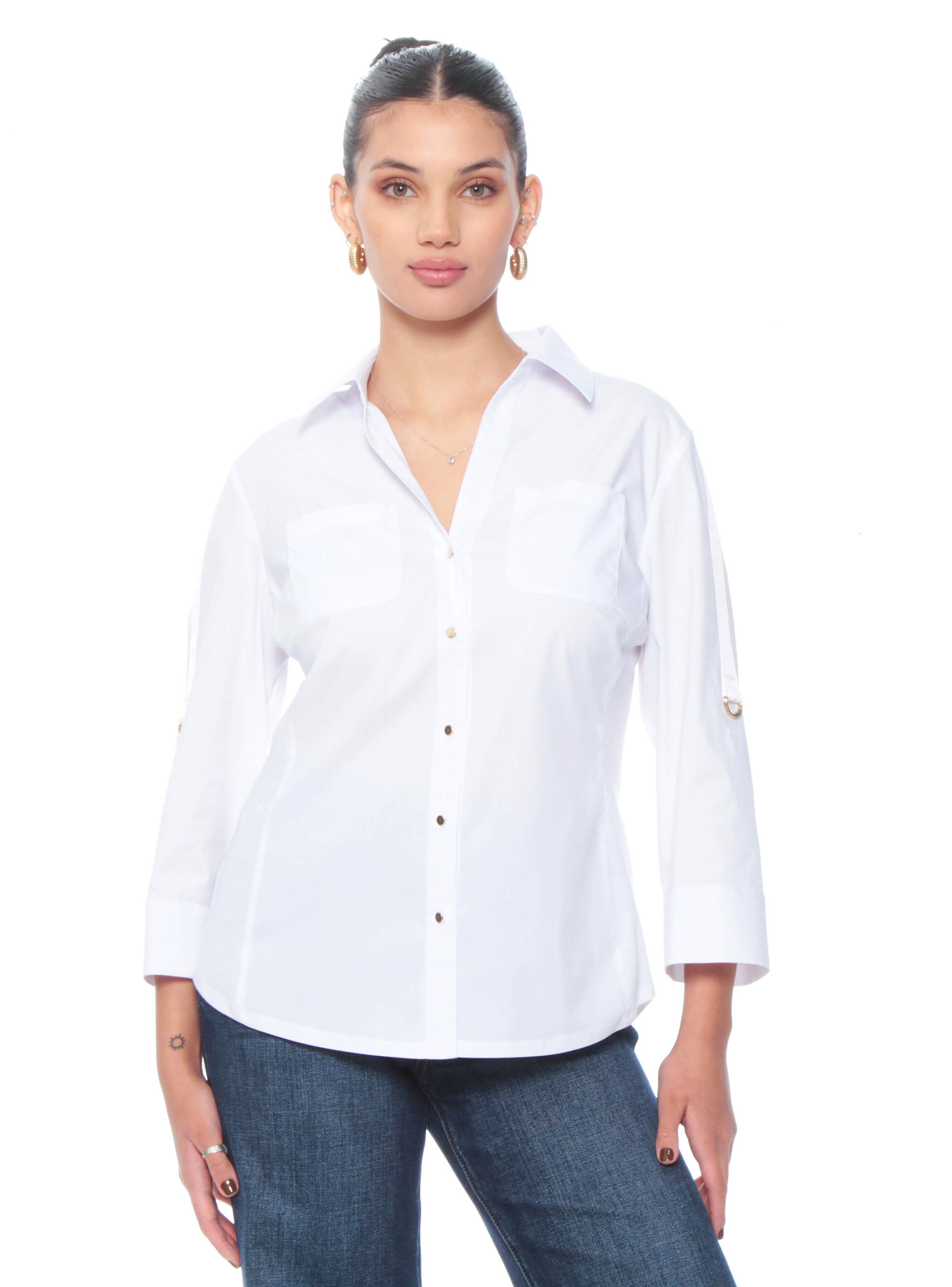 Blusa Manga Larga con Tela de Punto en Costados-0
