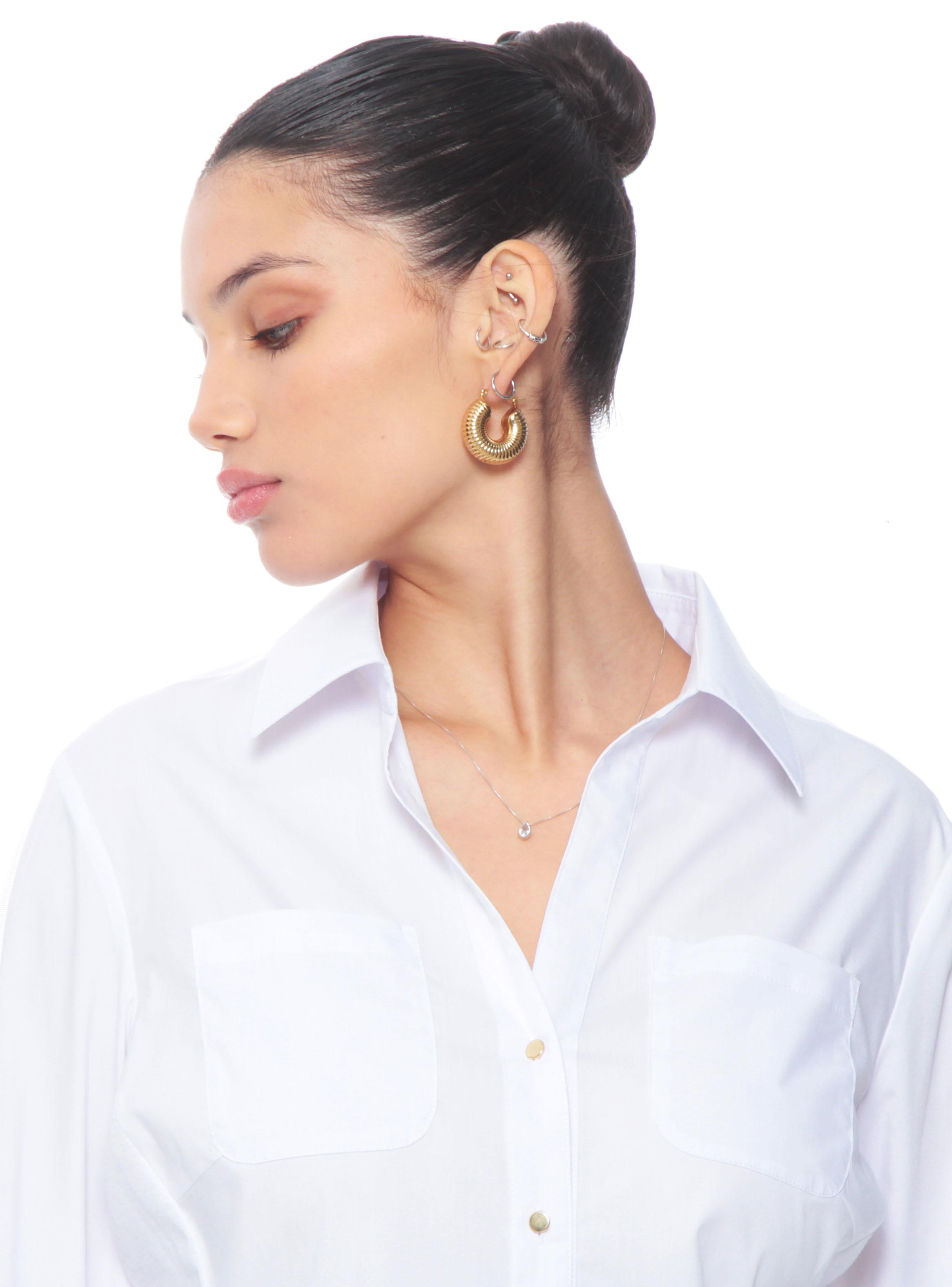 Blusa Manga Larga con Tela de Punto en Costados-2