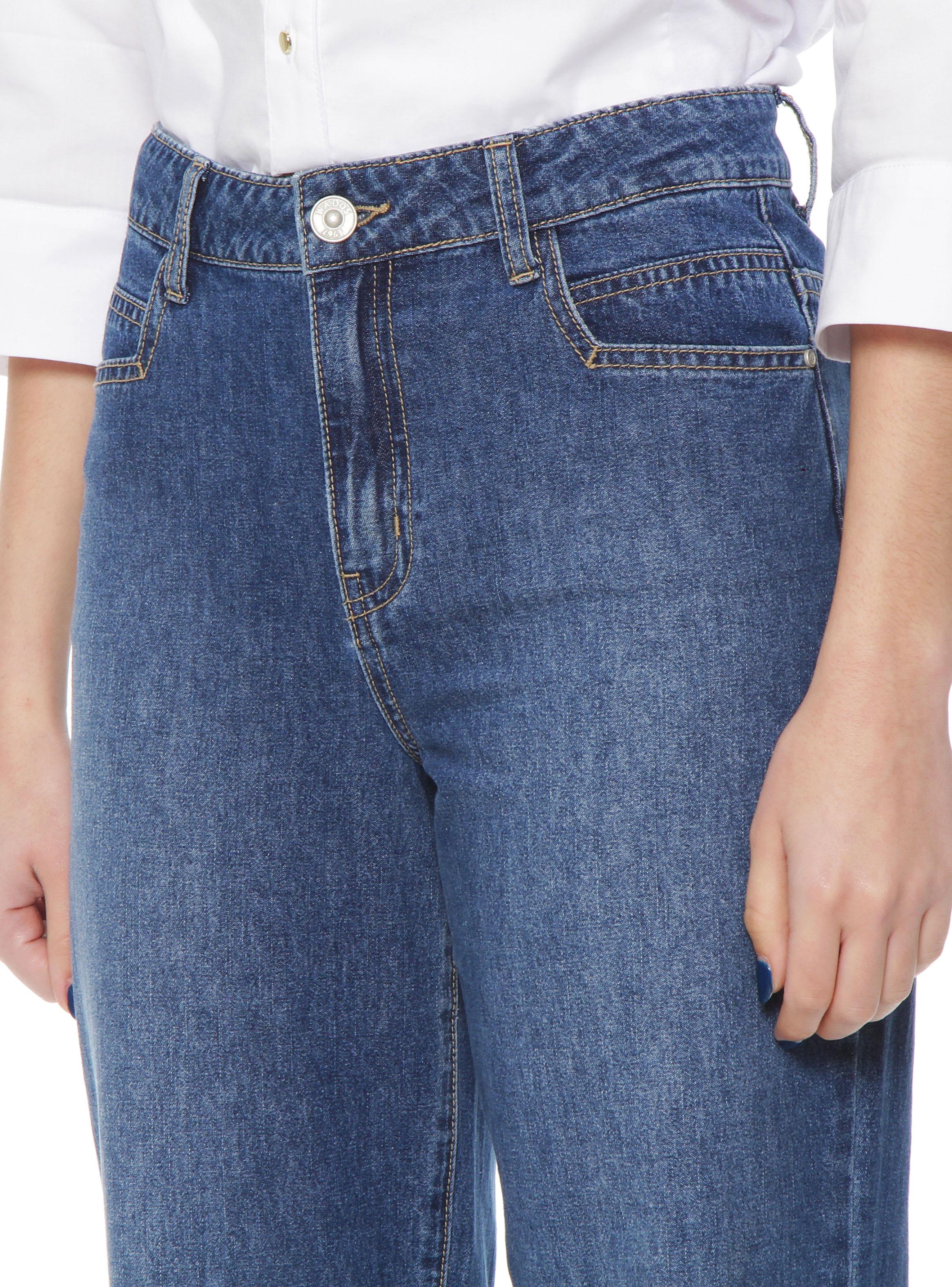 Jeans Recto Tiro Alto Pretina Básica un Botón-2