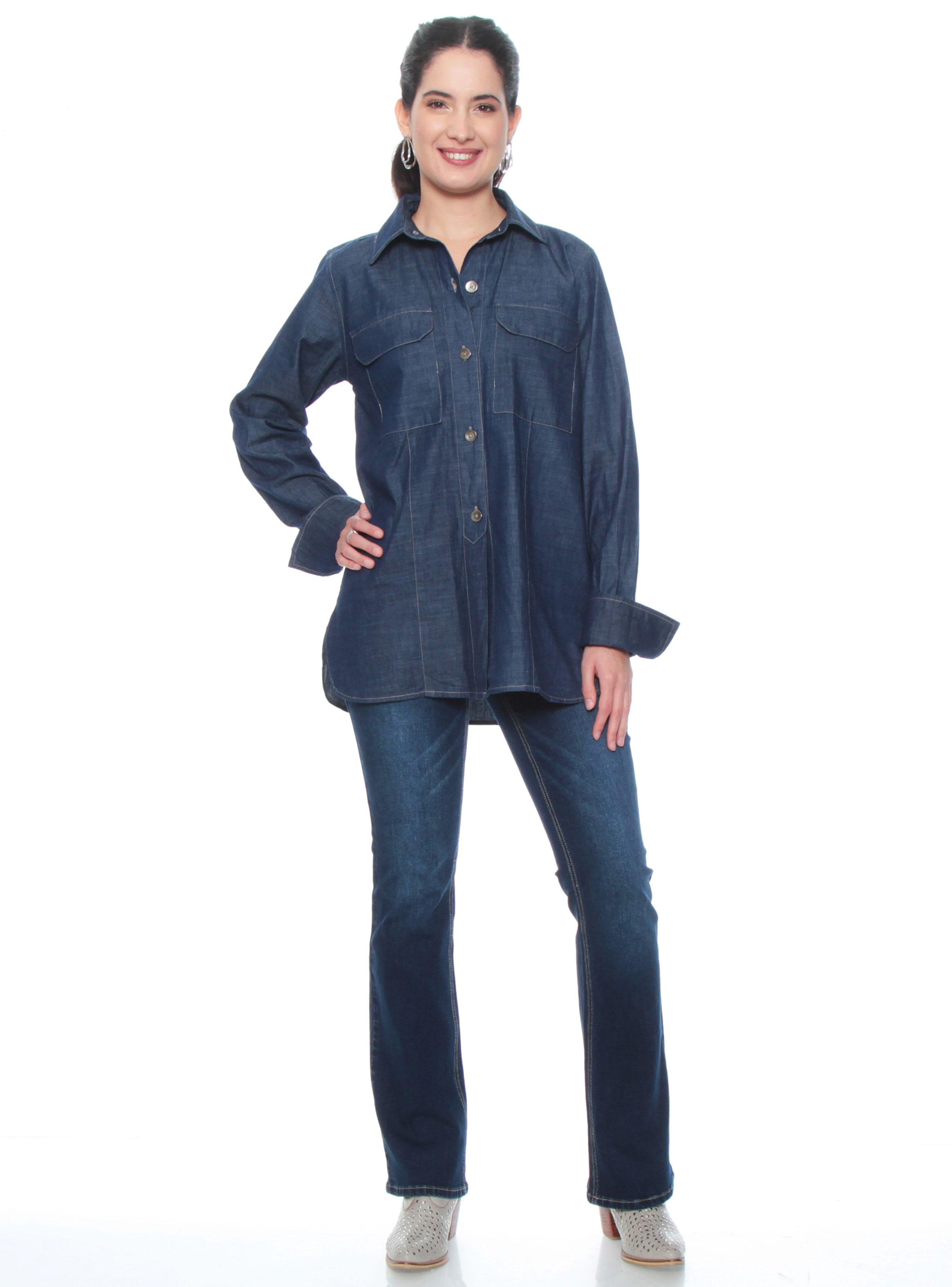 Blusa Manga Larga Lyocell Abotonada en Delantero-2