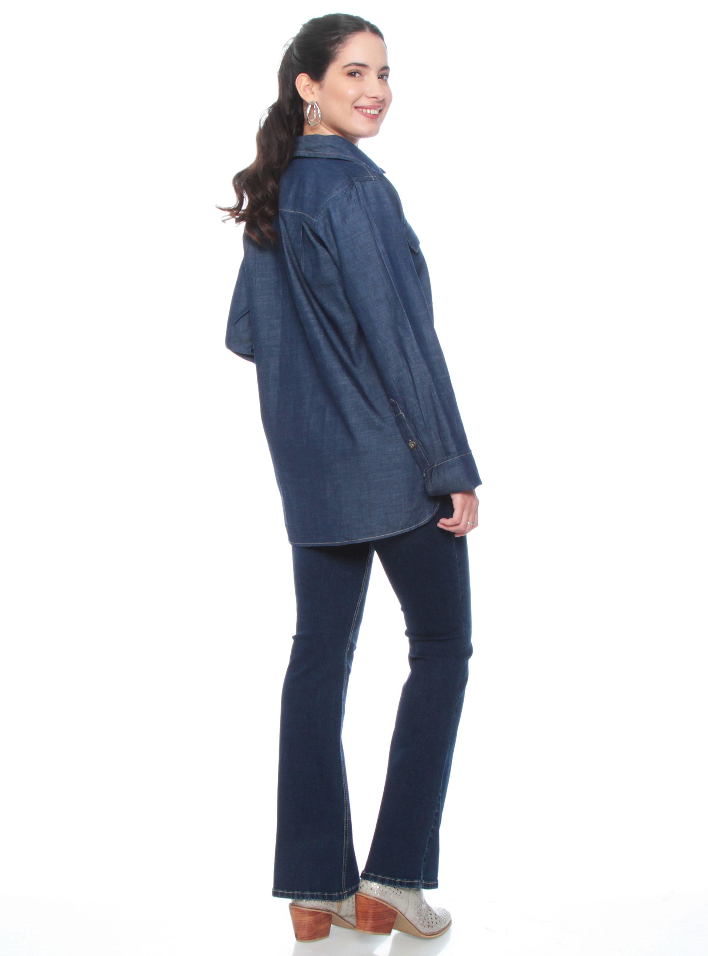 Blusa Manga Larga Lyocell Abotonada en Delantero-3