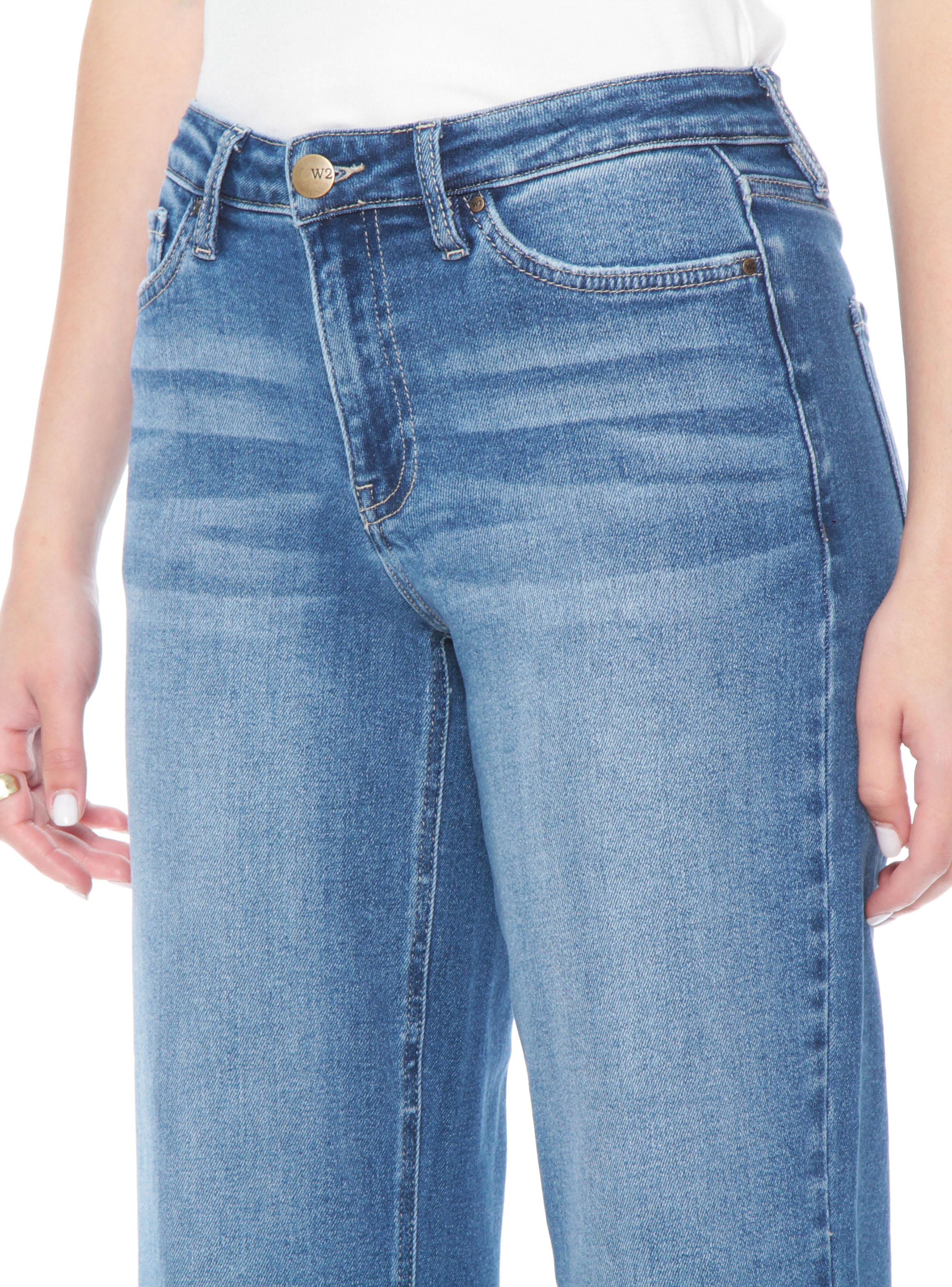 Jeans Crop Tiro Alto Pretina Básica 1 Botón F124-2