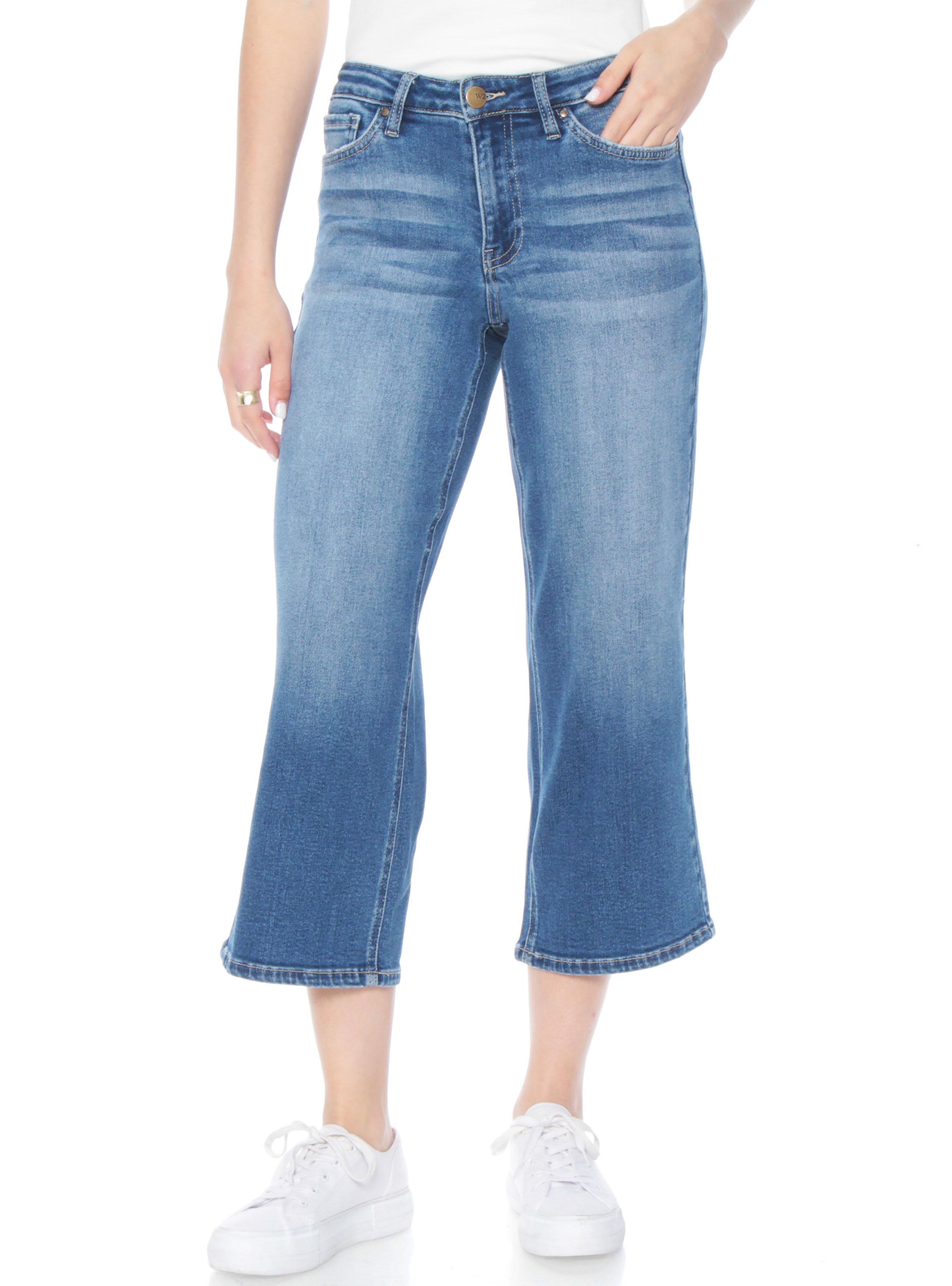 Jeans Crop Tiro Alto Pretina Básica 1 Botón F124-0