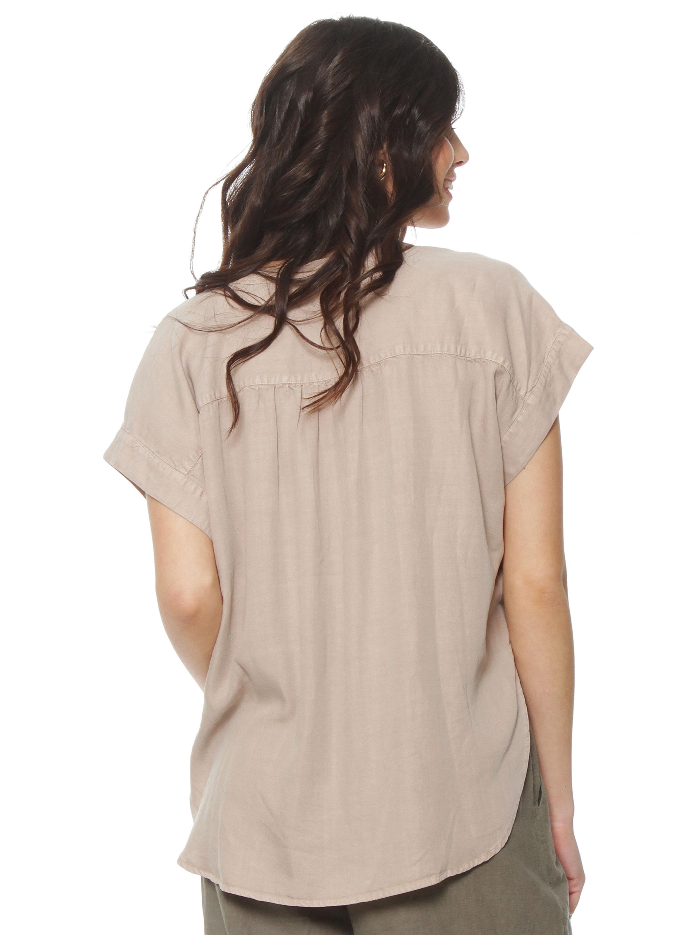 Blusa Manga Corta Lyocell Abotonada en Delantero-1