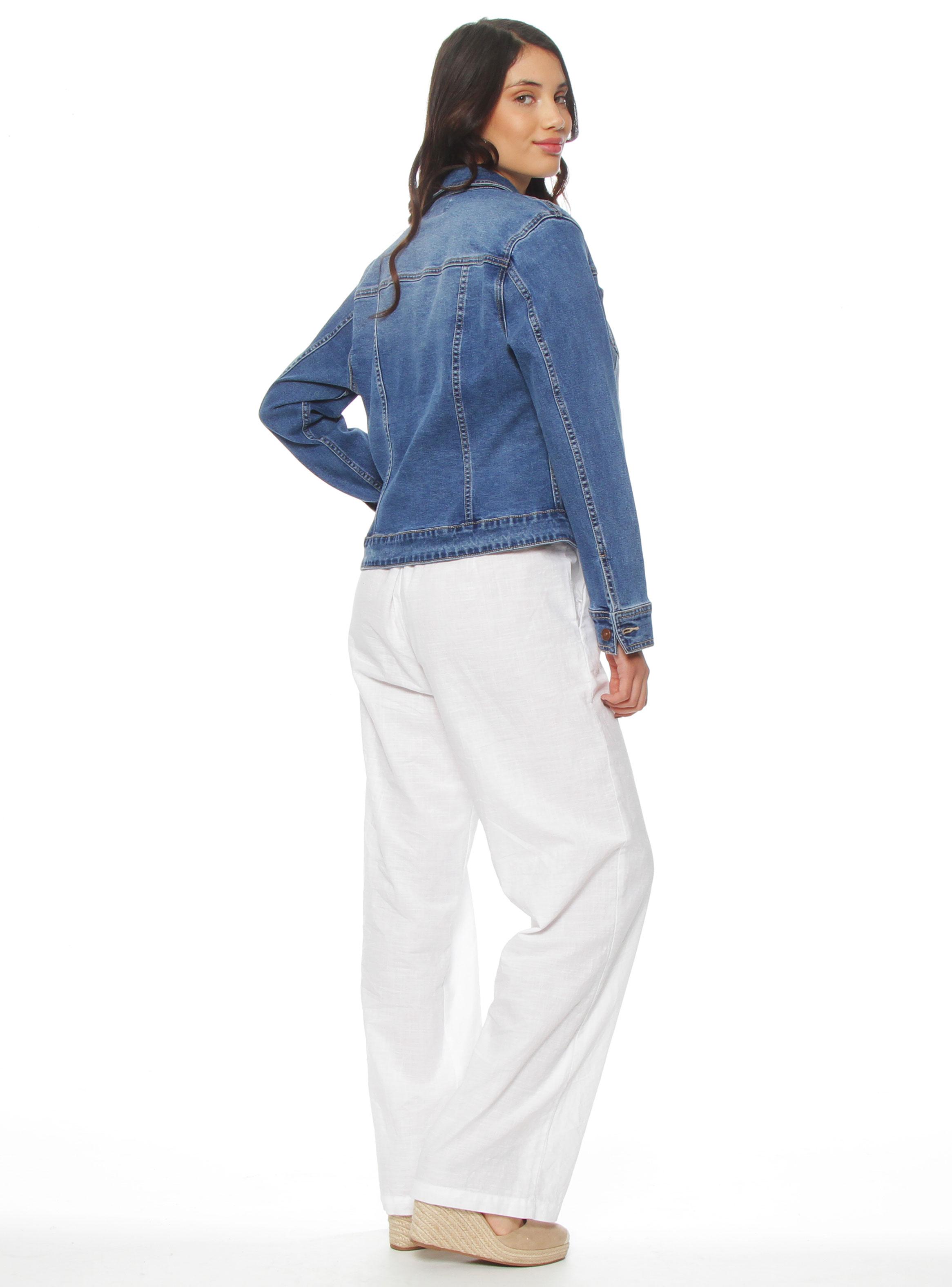 Chaqueta Denim Abotonada en Delantero con Bolsillo-3