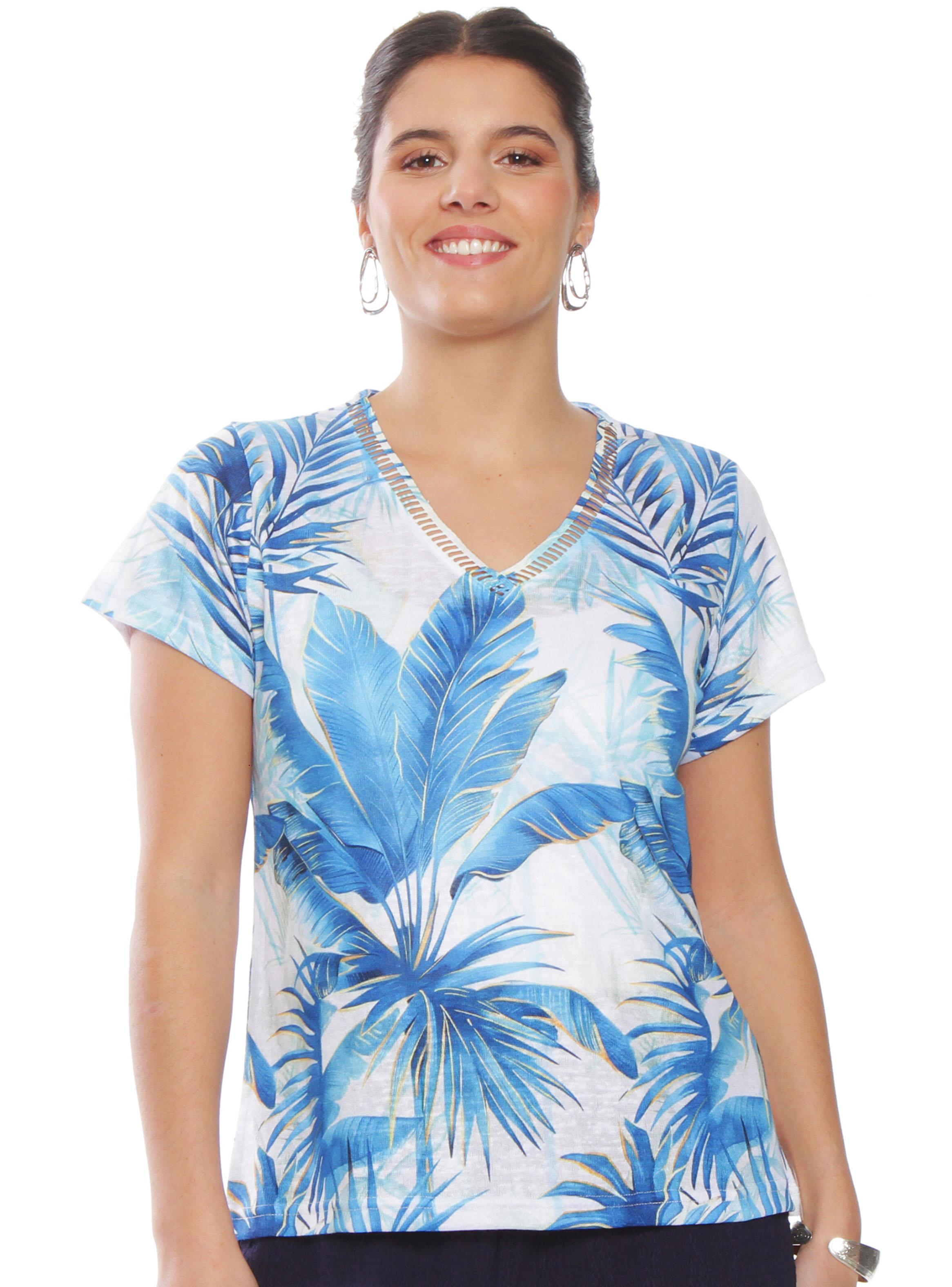 Polera Manga Corta Sublimada Escote V-0