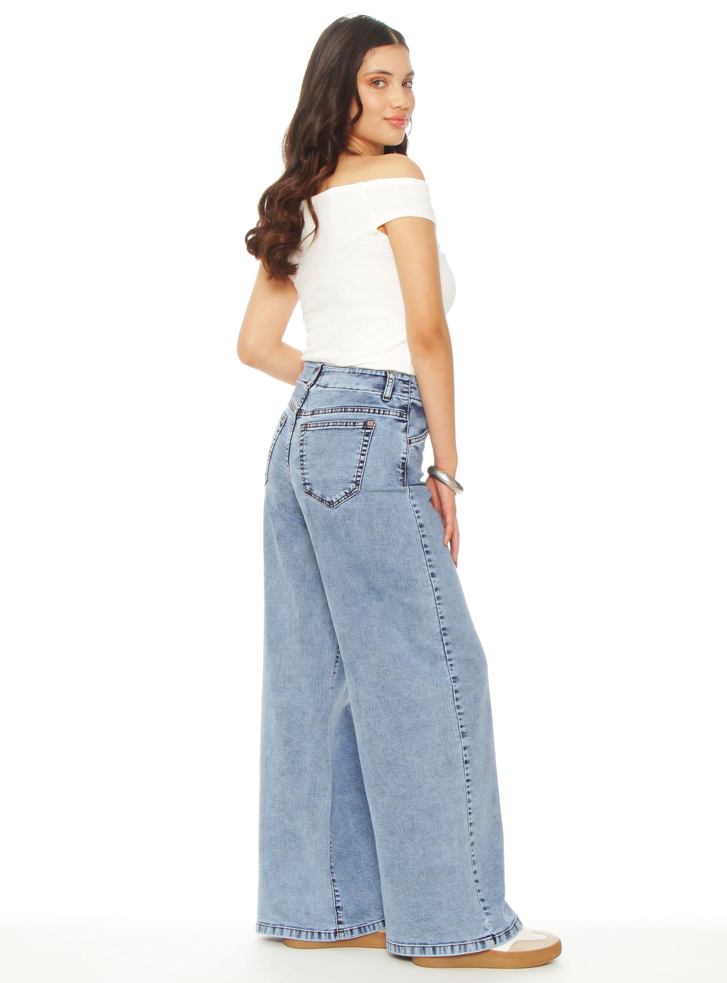 Jeans Wide Leg Tiro Alto Pretina J331-4