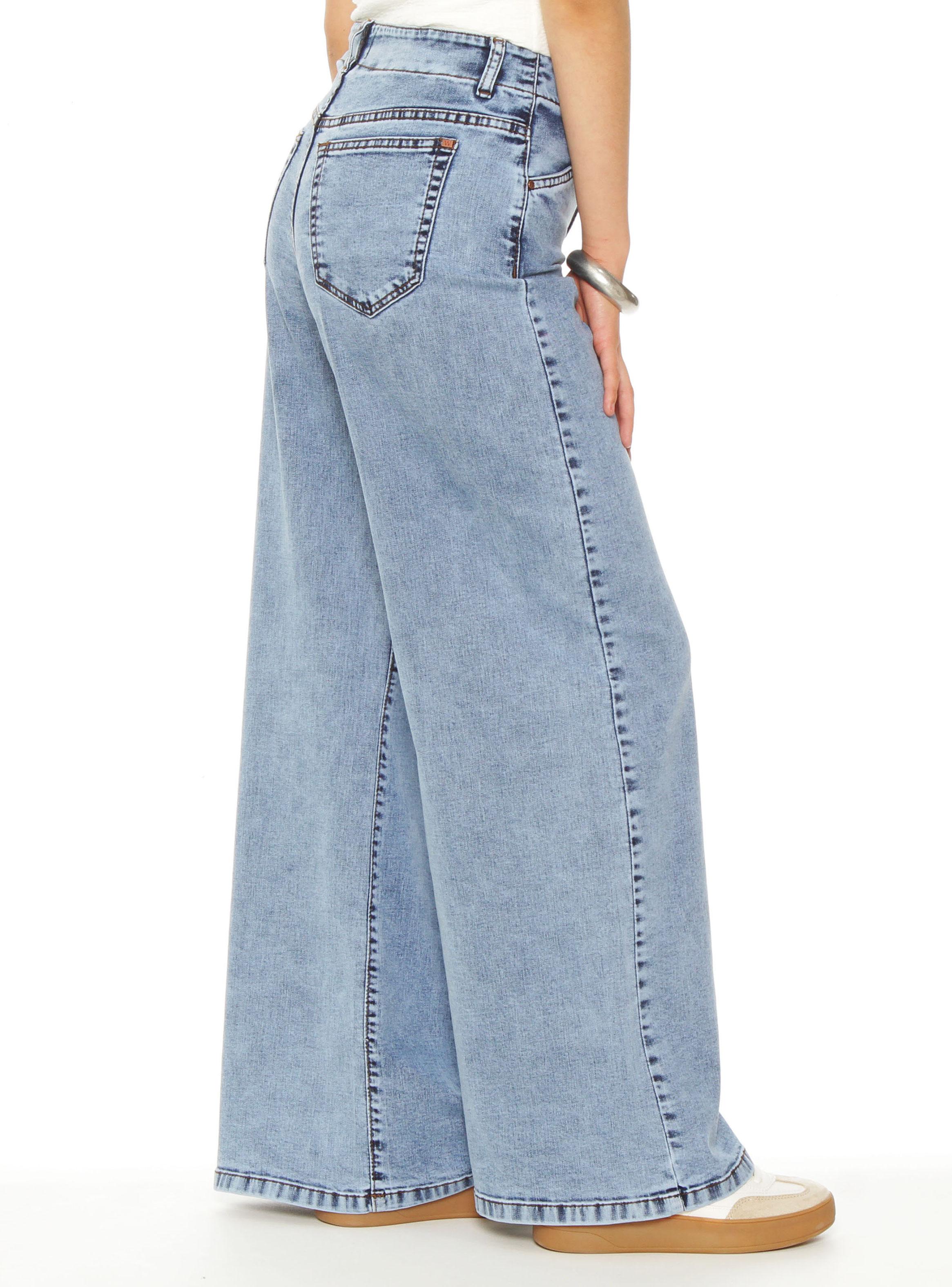 Jeans Wide Leg Tiro Alto Pretina J331-1