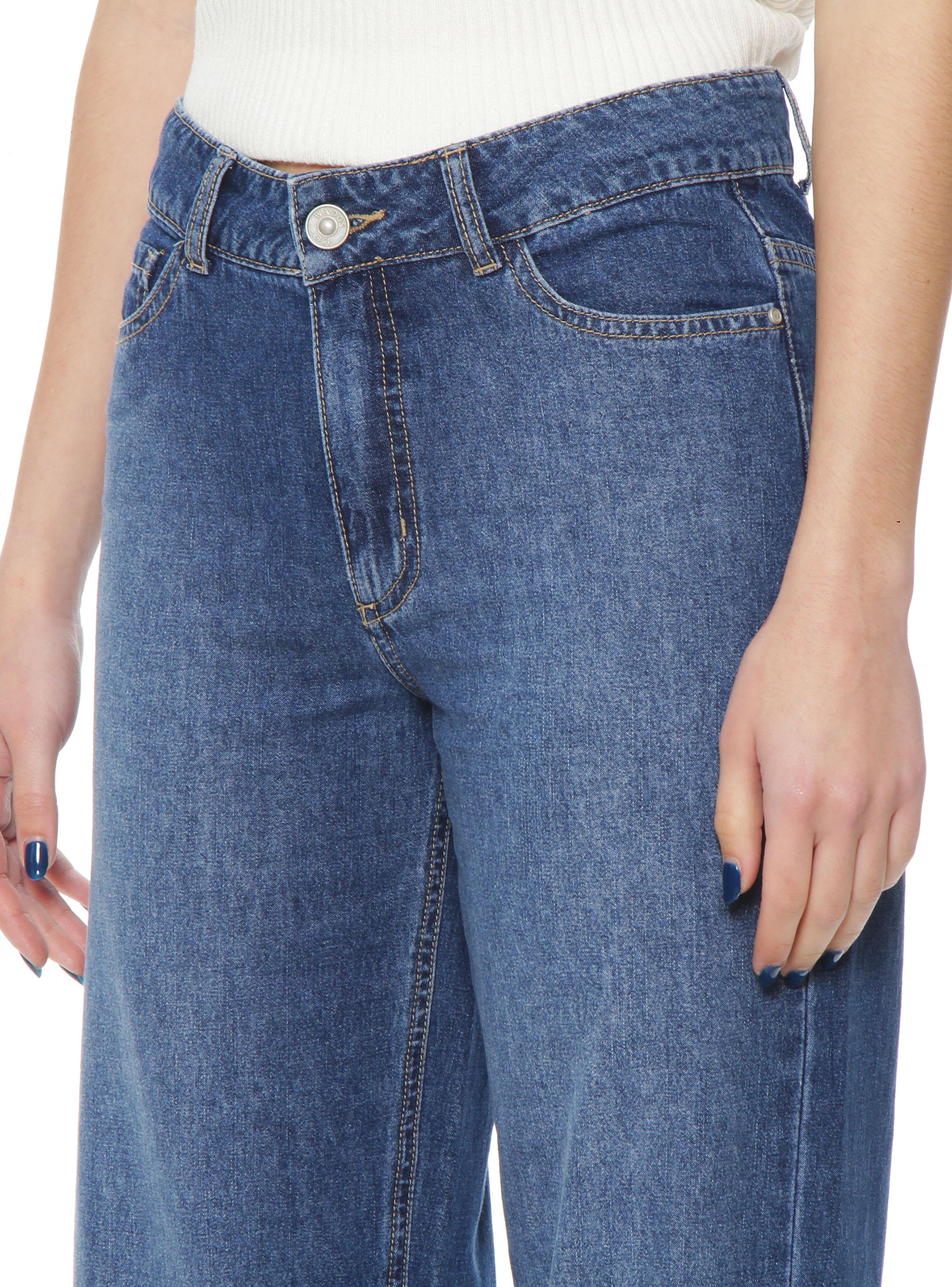 Jeans Wide Leg Tiro Alto Pretina Básica Pnk33-2