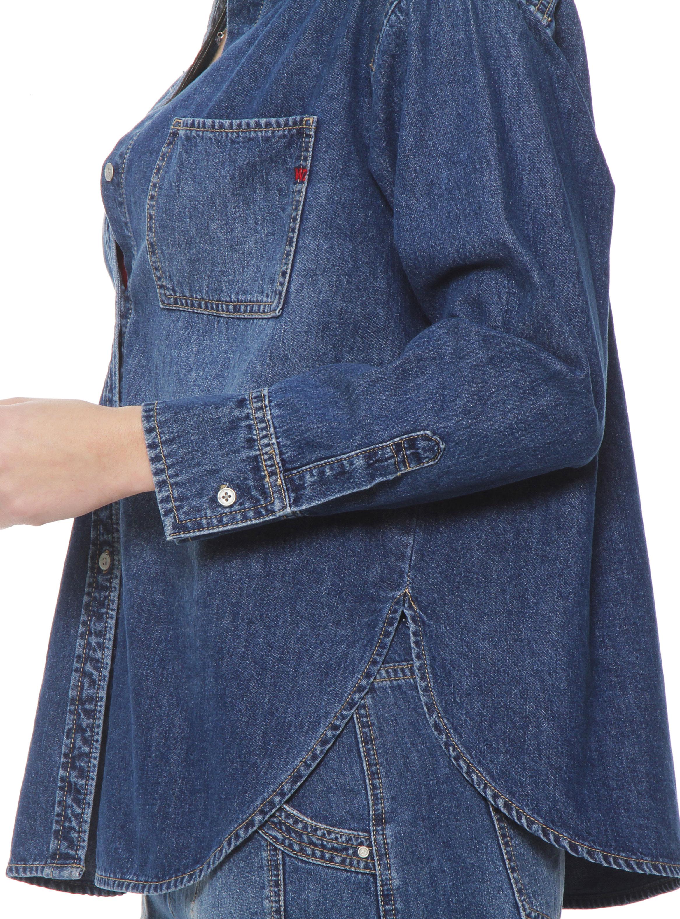 Blusa Denim Manga Larga Abotonada con Bolsillo-2