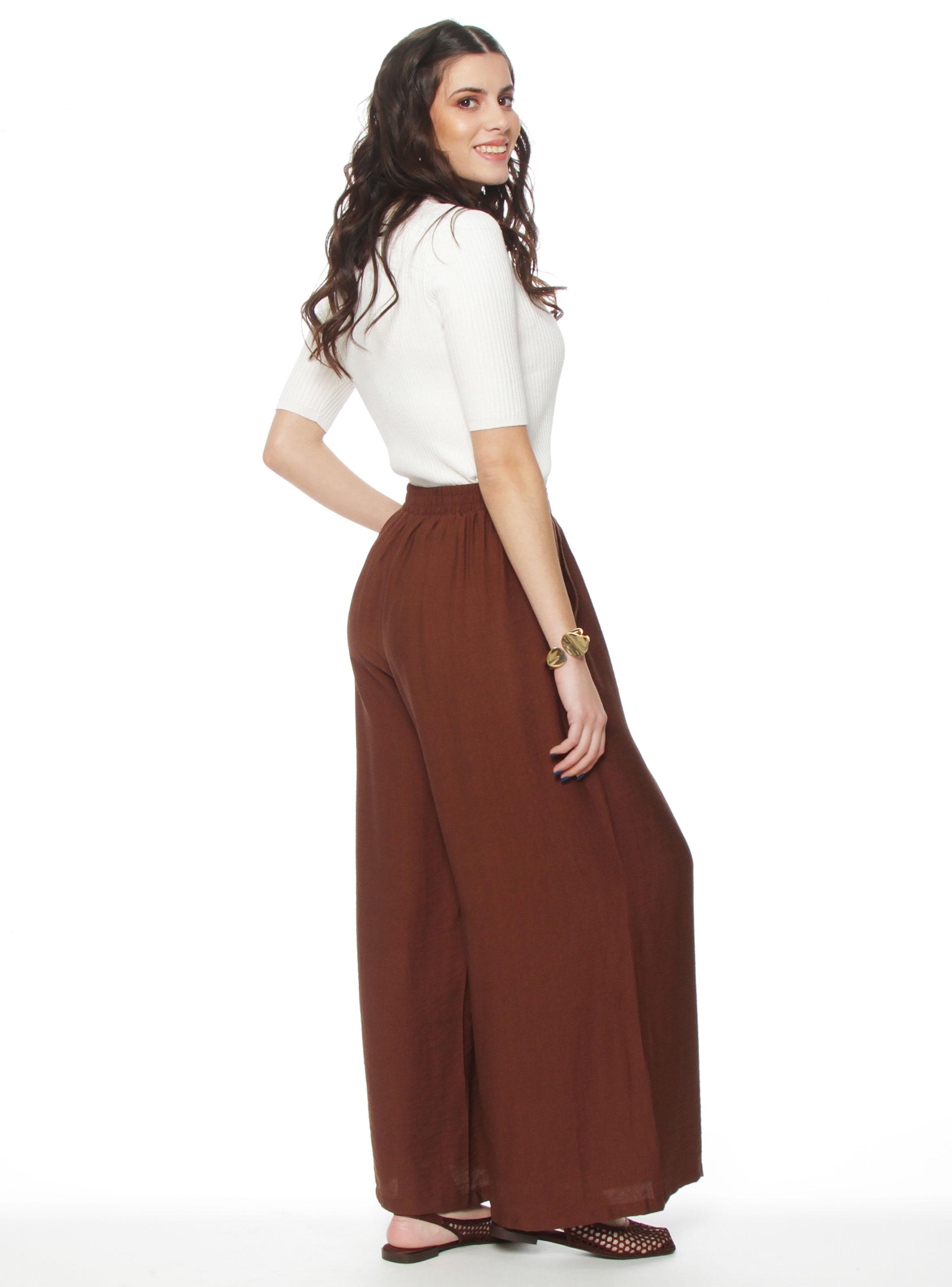 Pantalón Wide Leg Tiro Alto Pretina Básica 301-4