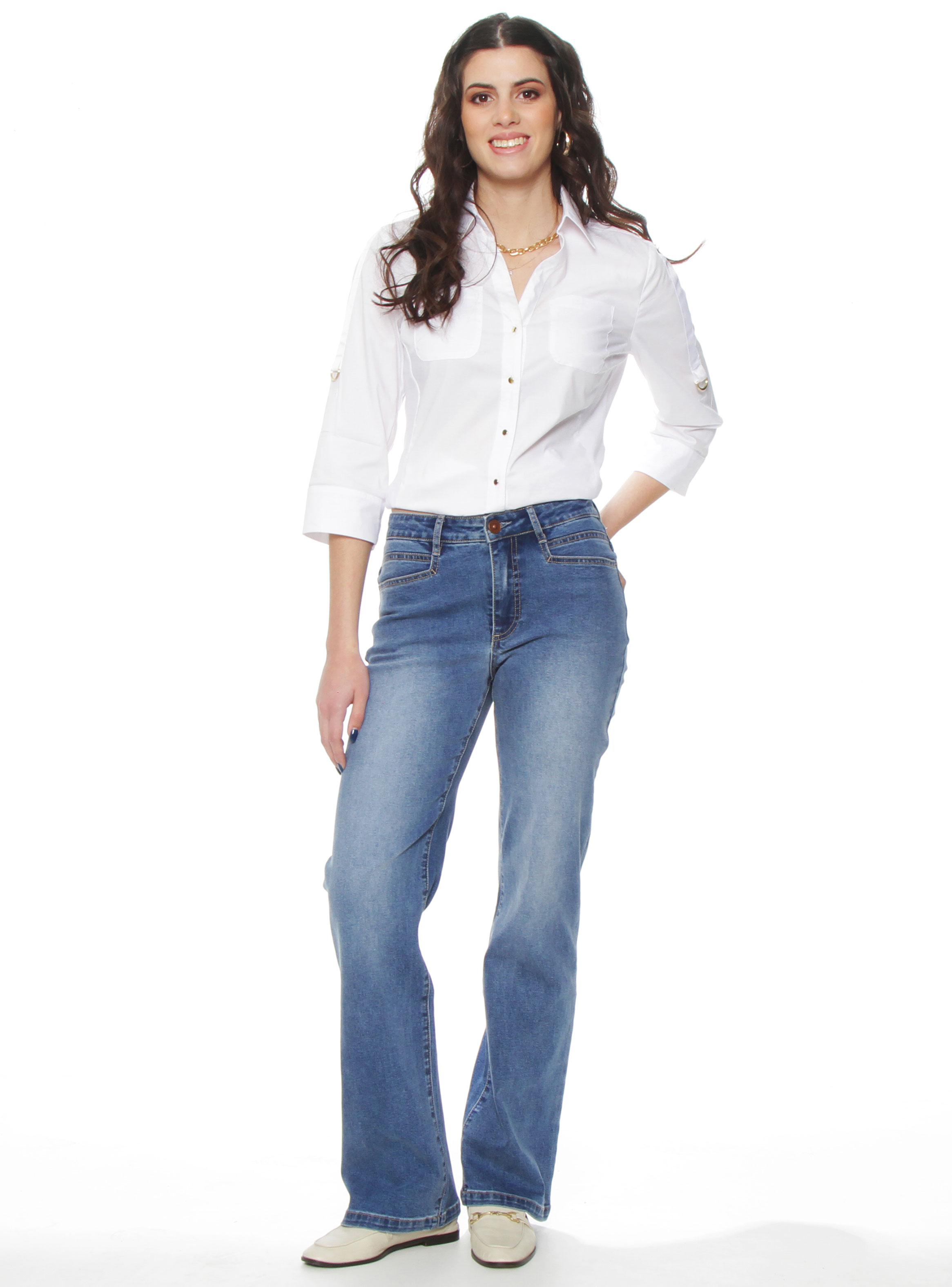 Jeans Recto Tiro Alto Pretina Básica 1 Botón P32-3