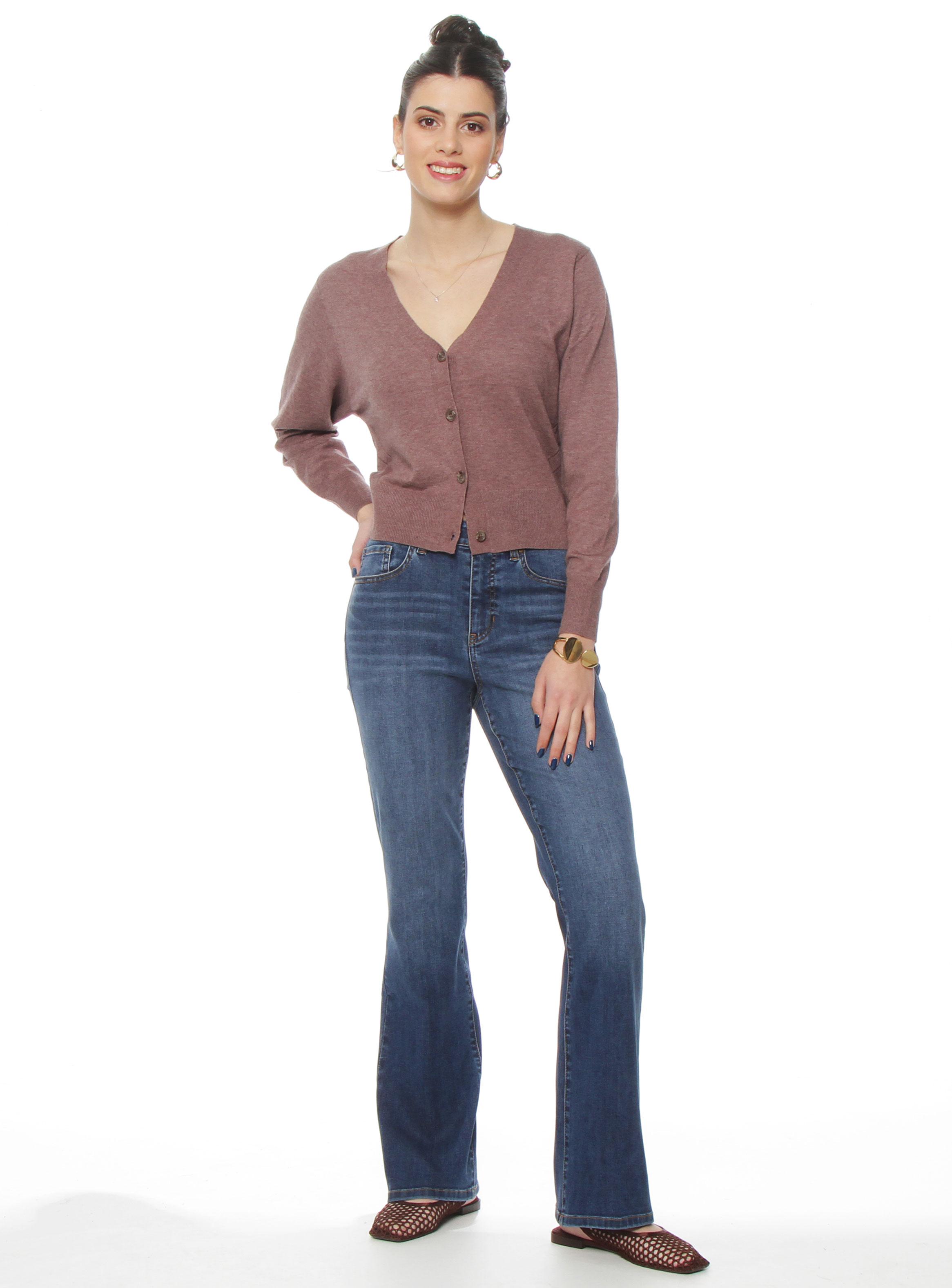 Jeans Recto Tiro Alto Pretina Hrwa-3