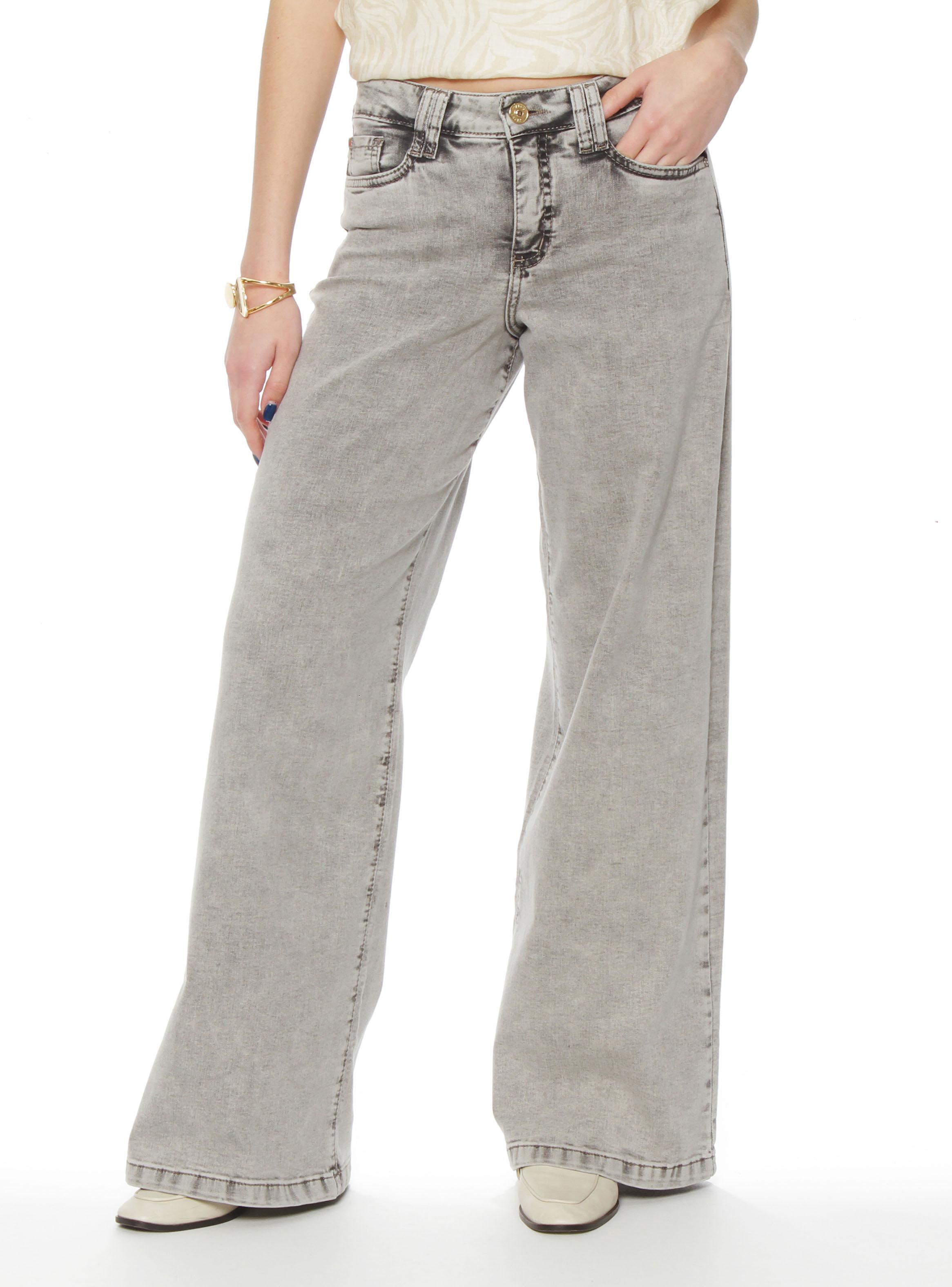 Jeans Wide Leg Tiro Alto Pretina J30-0