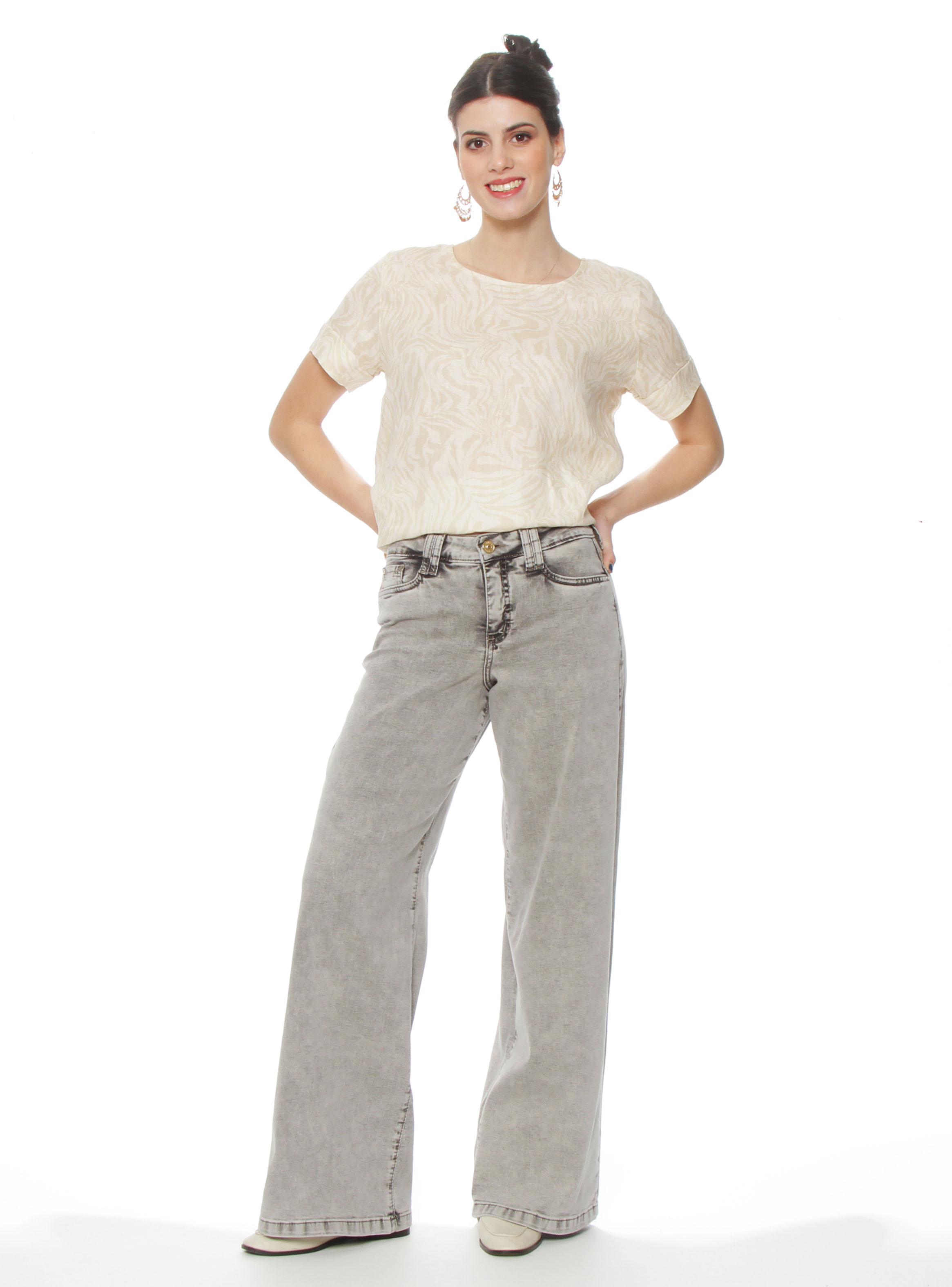 Jeans Wide Leg Tiro Alto Pretina J30-3
