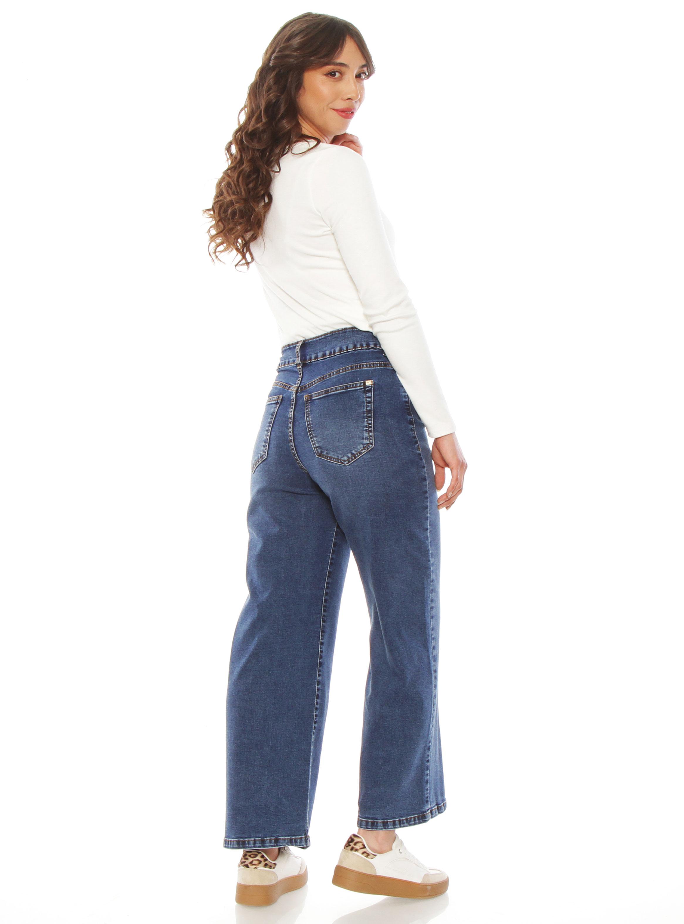 Jeans Culotte Tiro Alto Pretina P31-4
