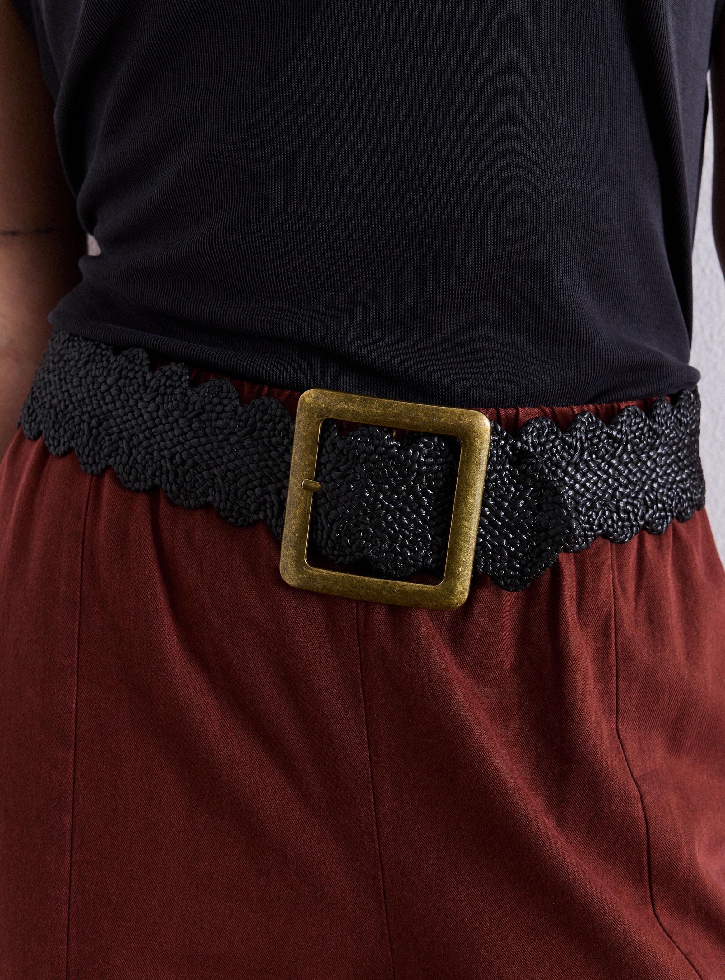 Cinturón Tejido Elasticado con Hebilla Grande-4