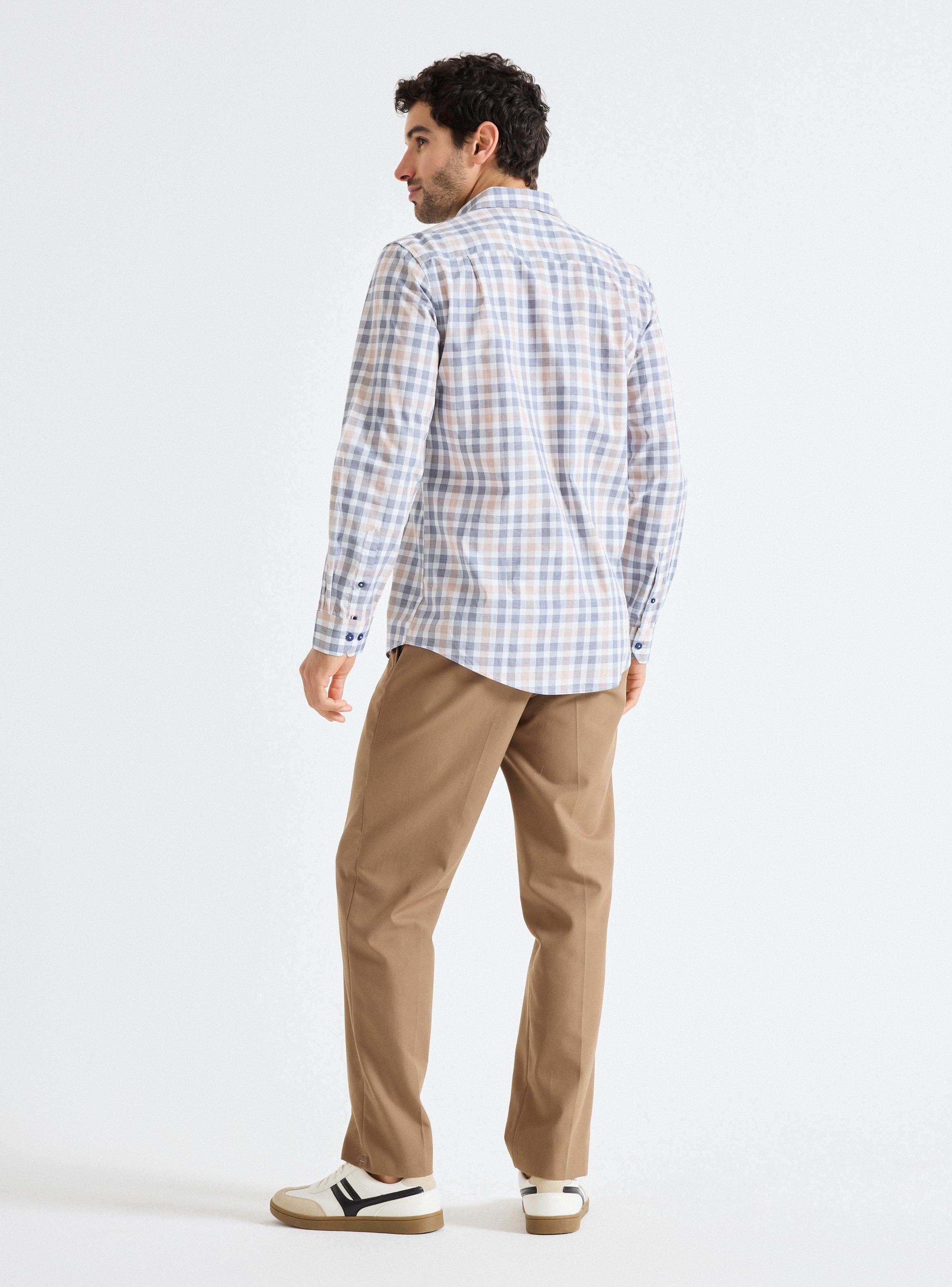 Camisa Manga Larga Cuadros Medianos Custom Fit Algodón-5