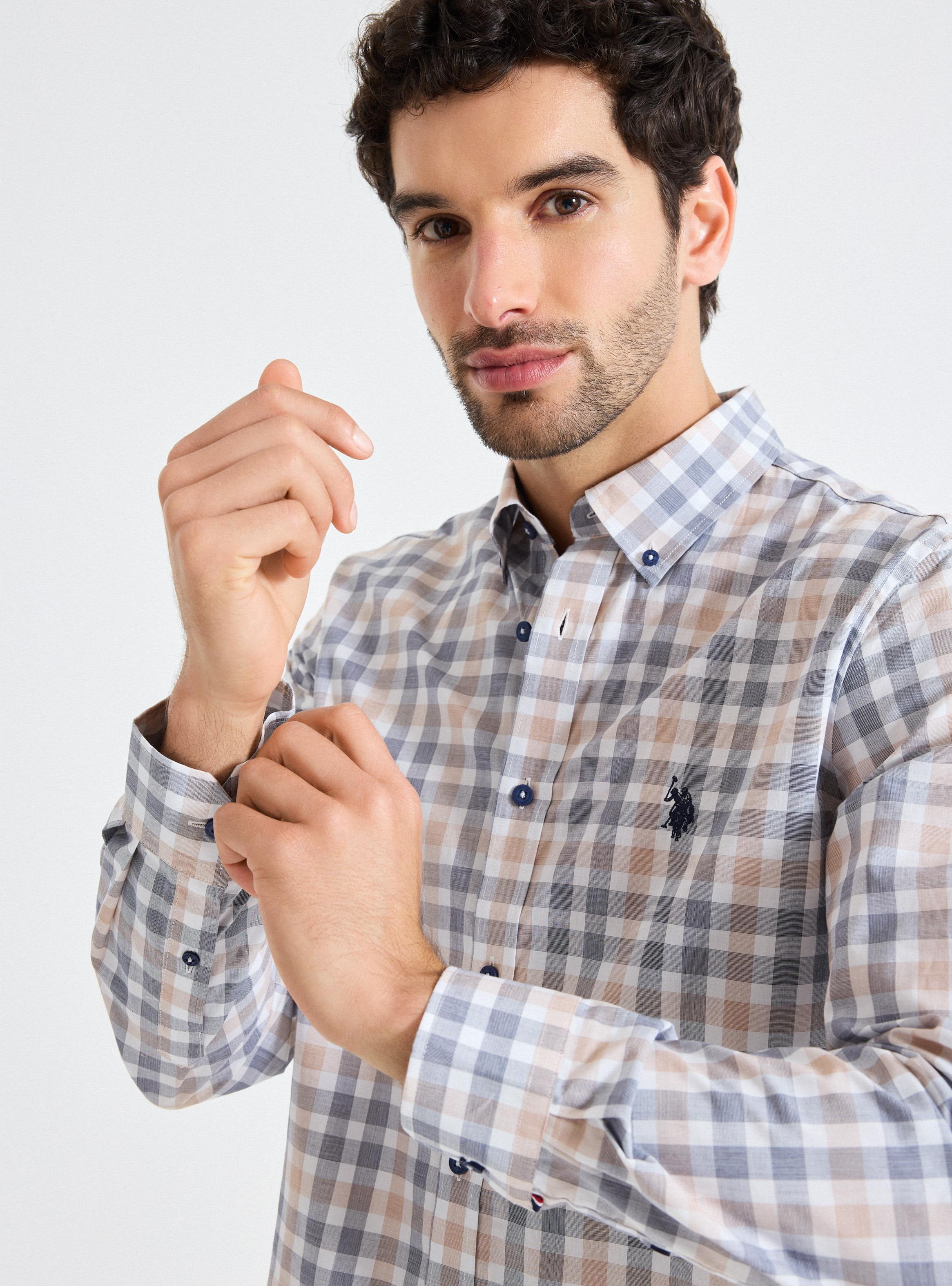 Camisa Manga Larga Cuadros Medianos Custom Fit Algodón-2