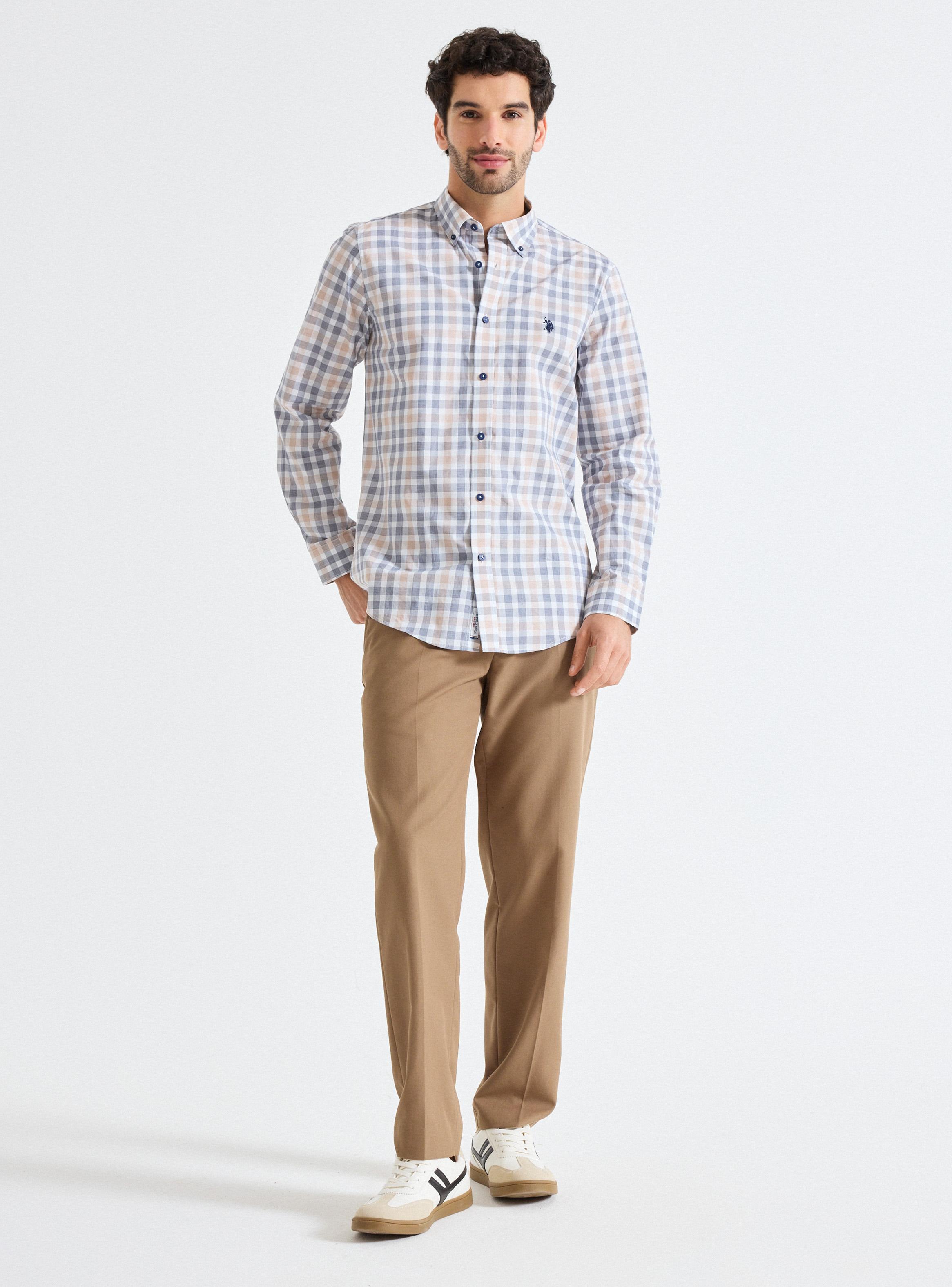 Camisa Manga Larga Cuadros Medianos Custom Fit Algodón-4