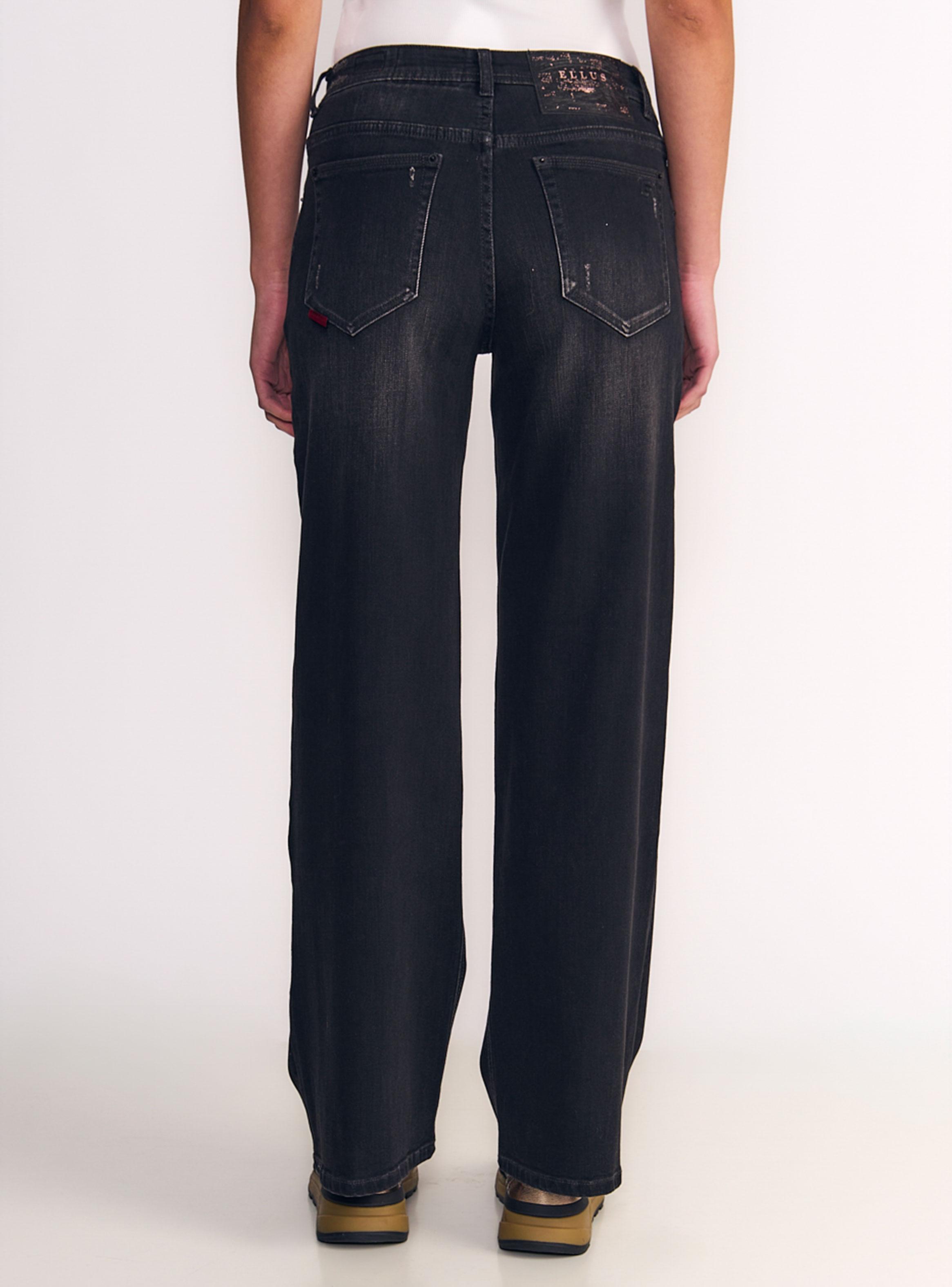 Jeans Wide Leg Tiro Alto Negro Castaño-0