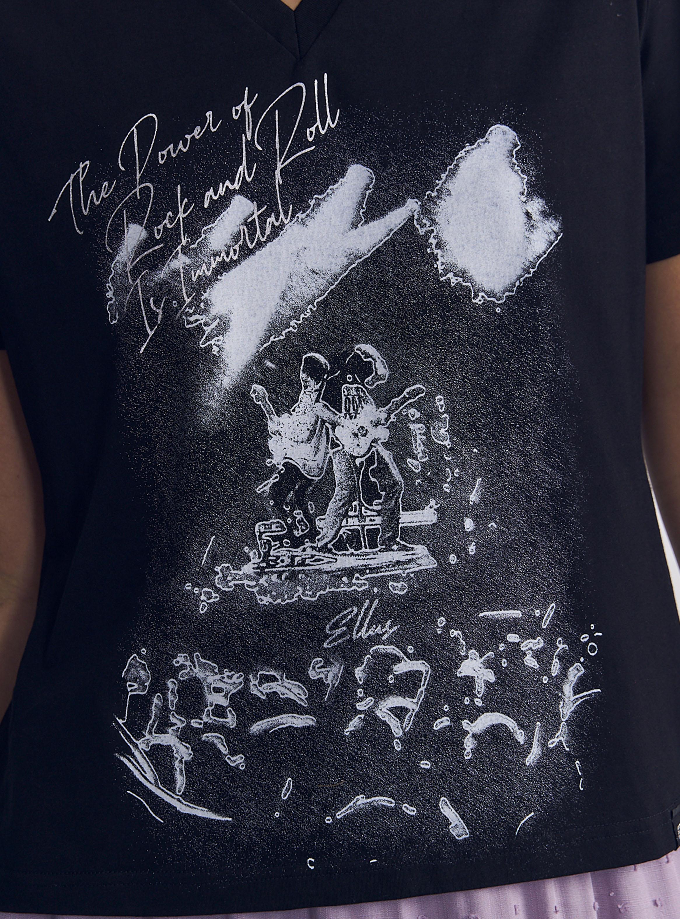 Polera Box Fit V Neck Rock-3