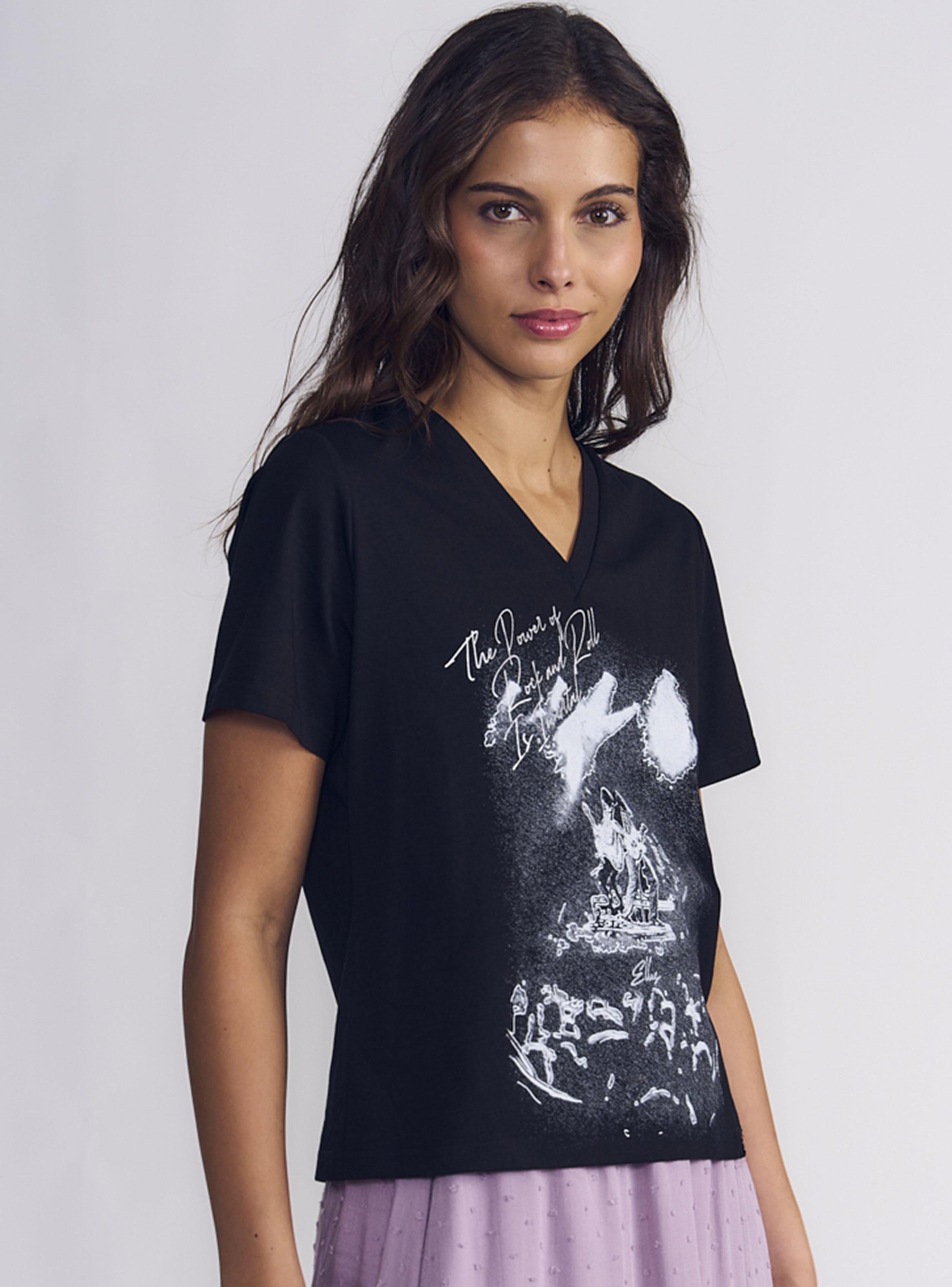 Polera Box Fit V Neck Rock-2