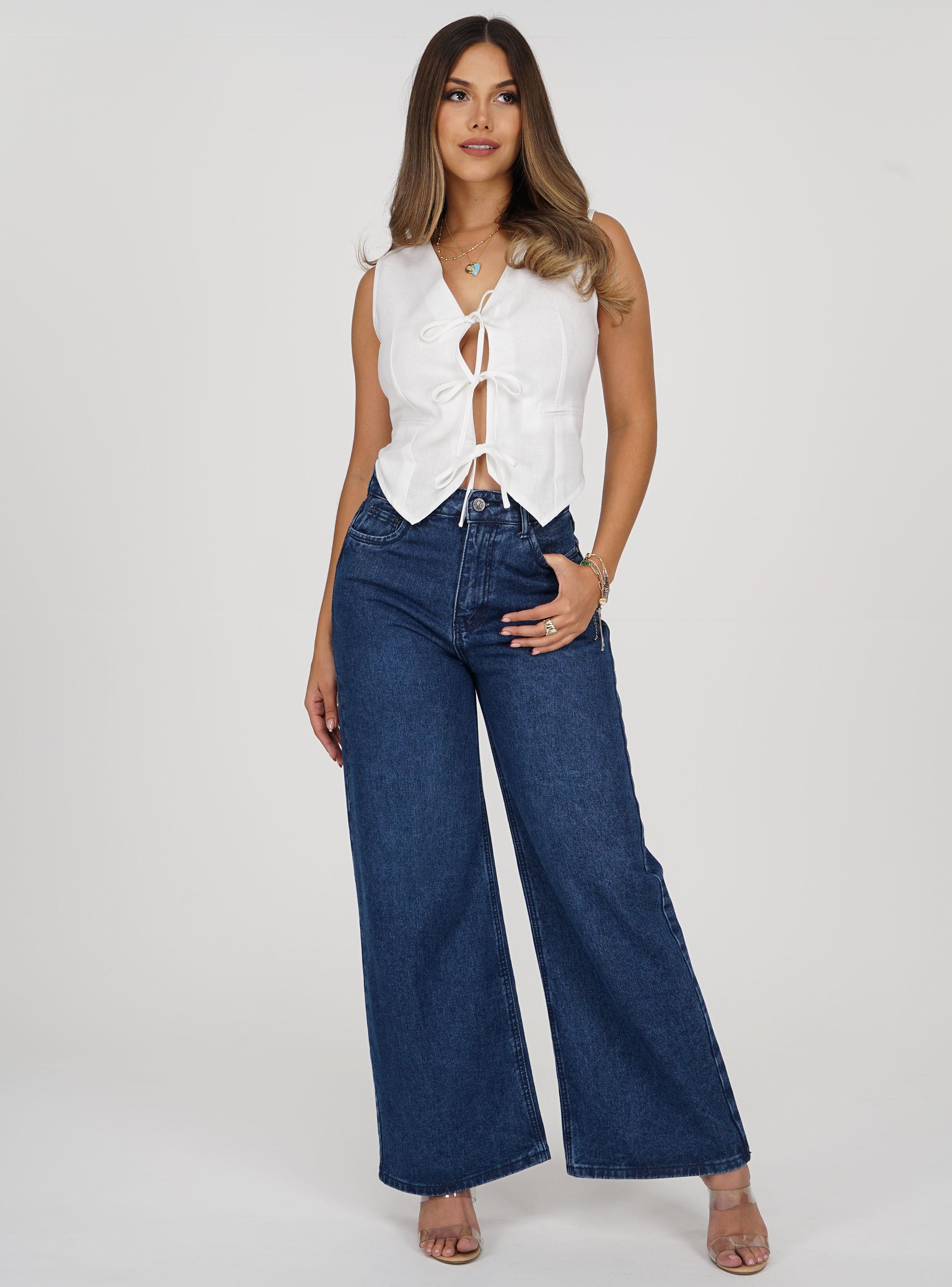 Jeans Wide Leg con Tiro Alto-3