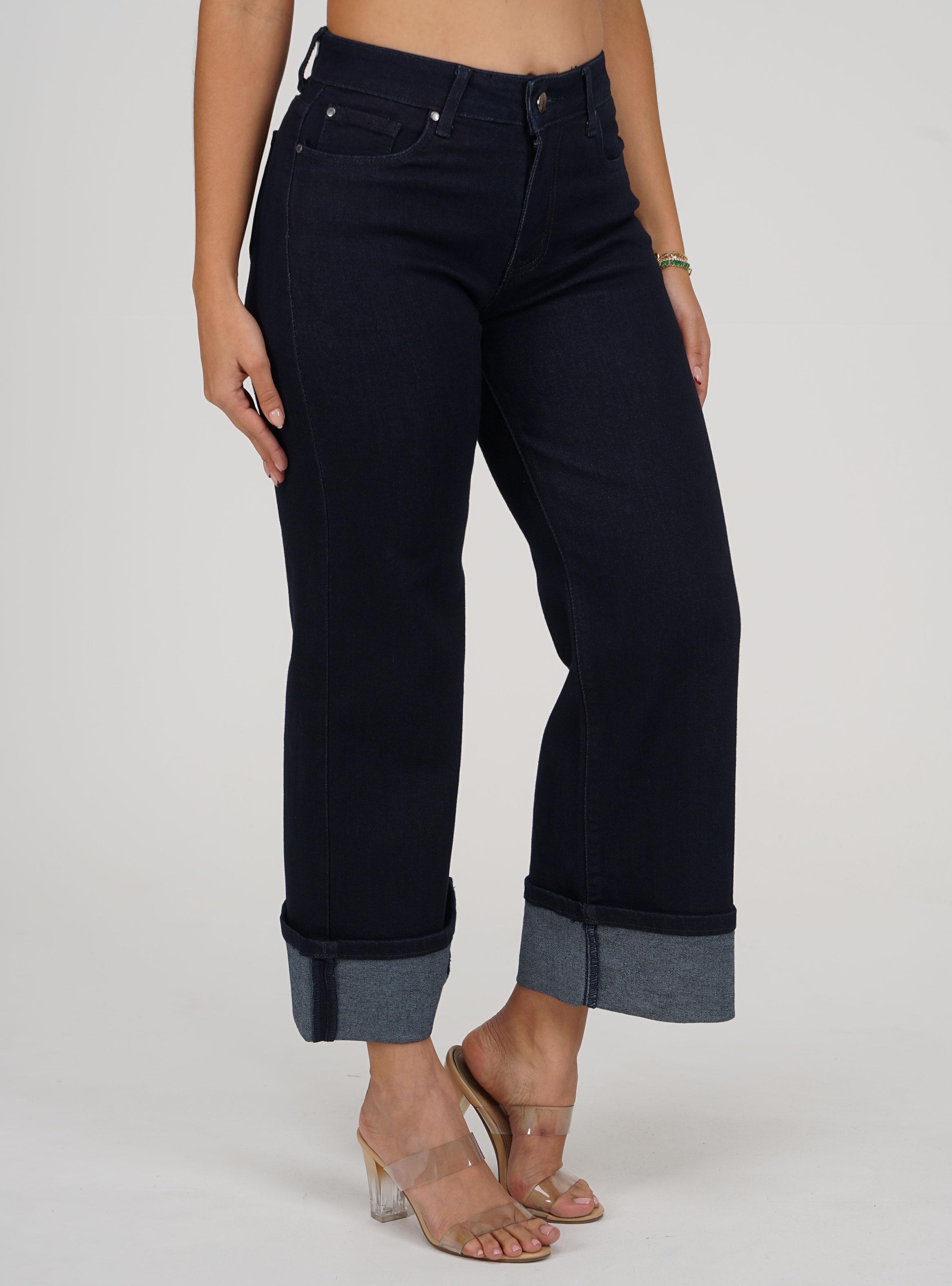 Jeans Wide Leg de Tiro Alto Cierre Metálico-2