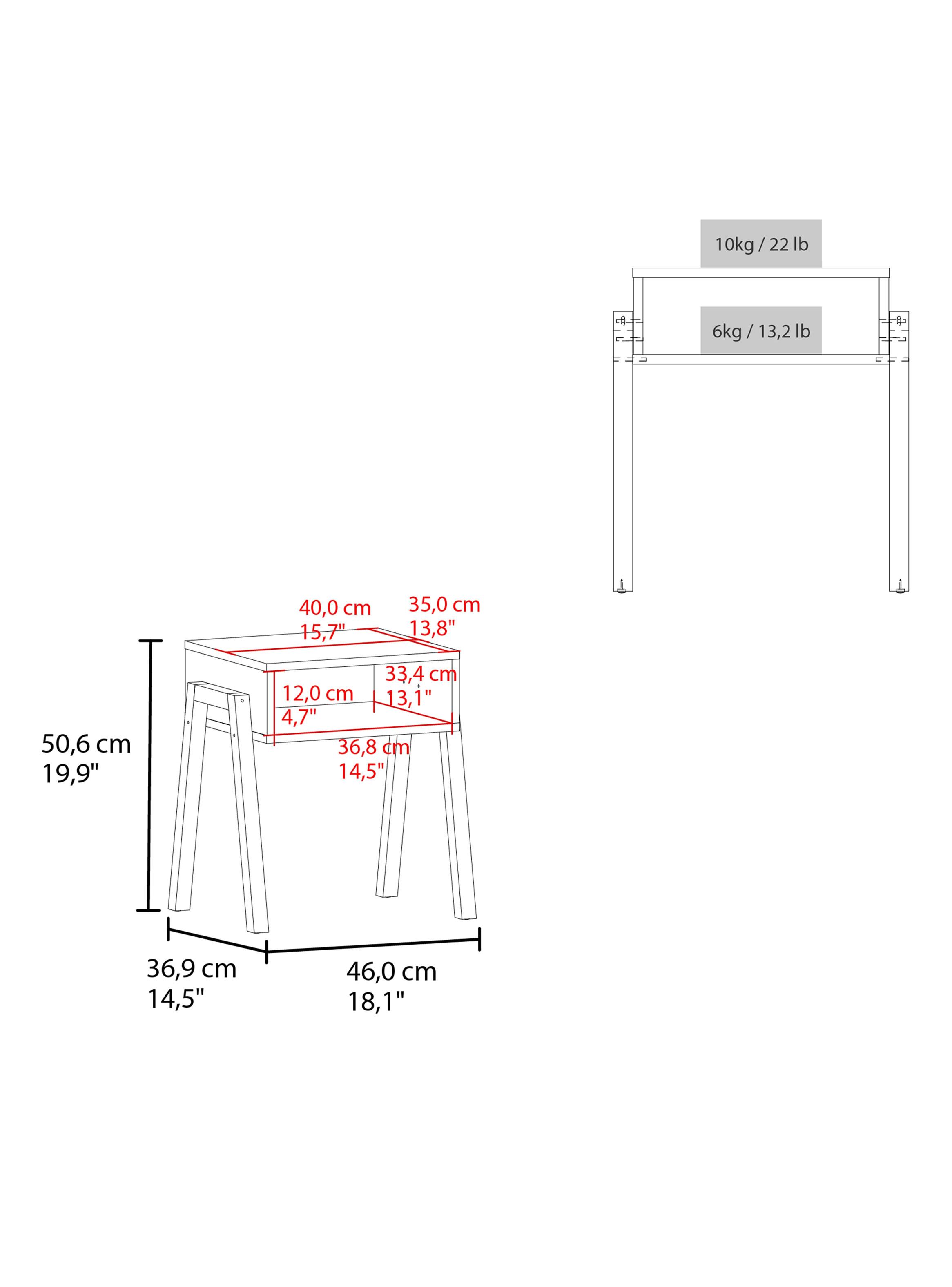 Velador Pinetti 50.6x46x36.9 cm Wengue y Crudo-1