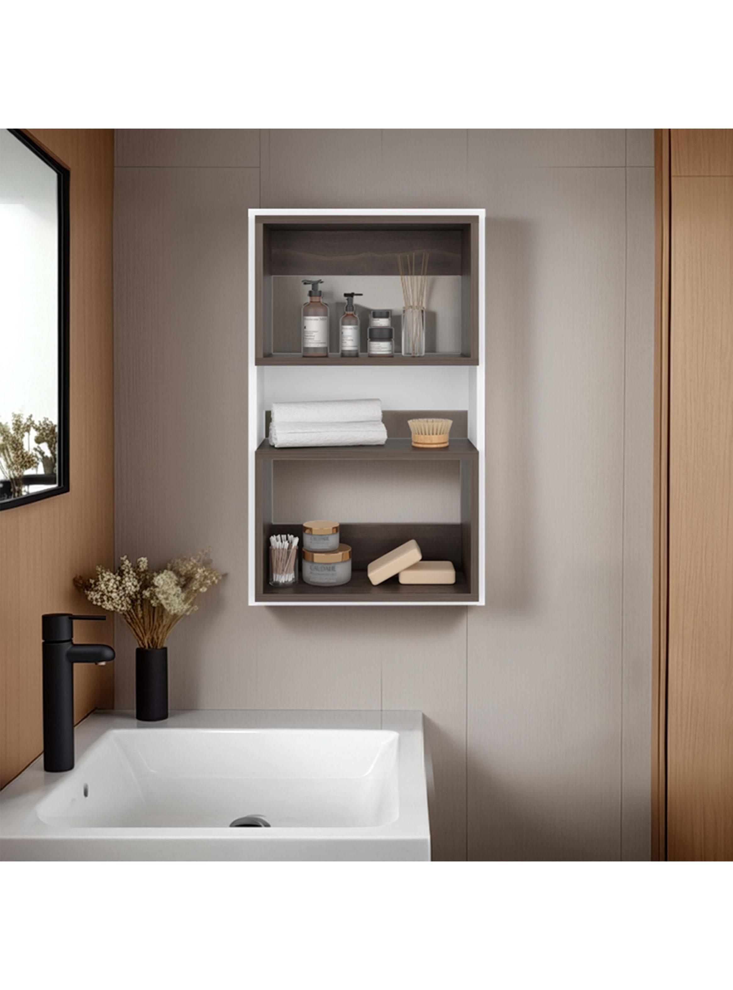 Mueble Auxilar Muro Baño Eco Blanco y Milan-5