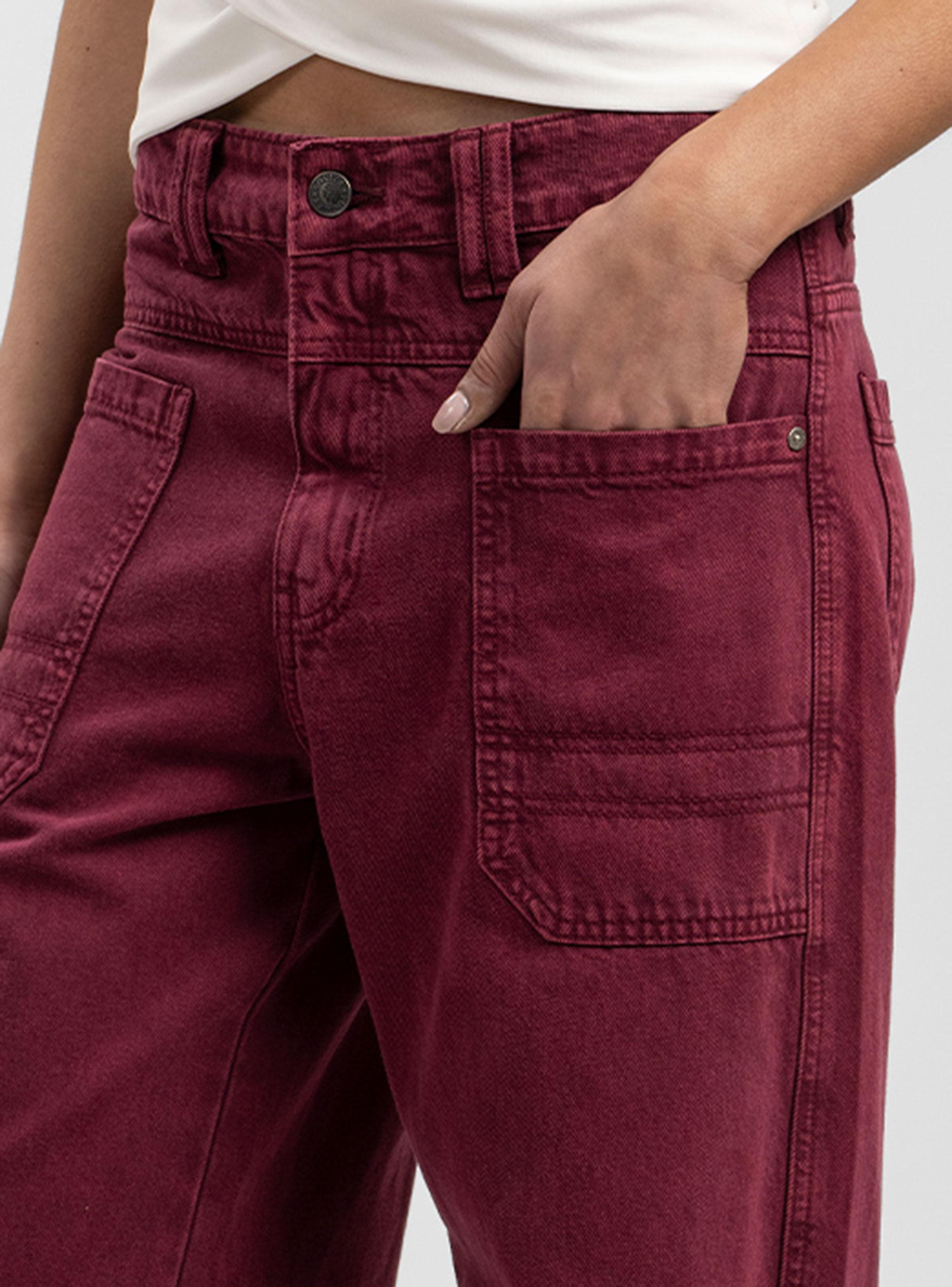 Jeans Wide Leg Tiro Alto Tali Burdeo-2
