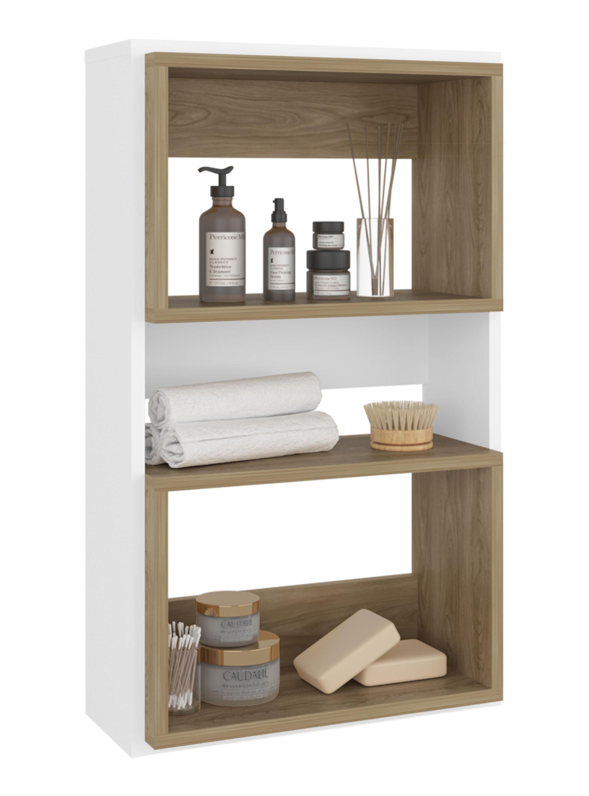 Mueble Auxilar Muro Baño Eco Blanco y Fresno-4