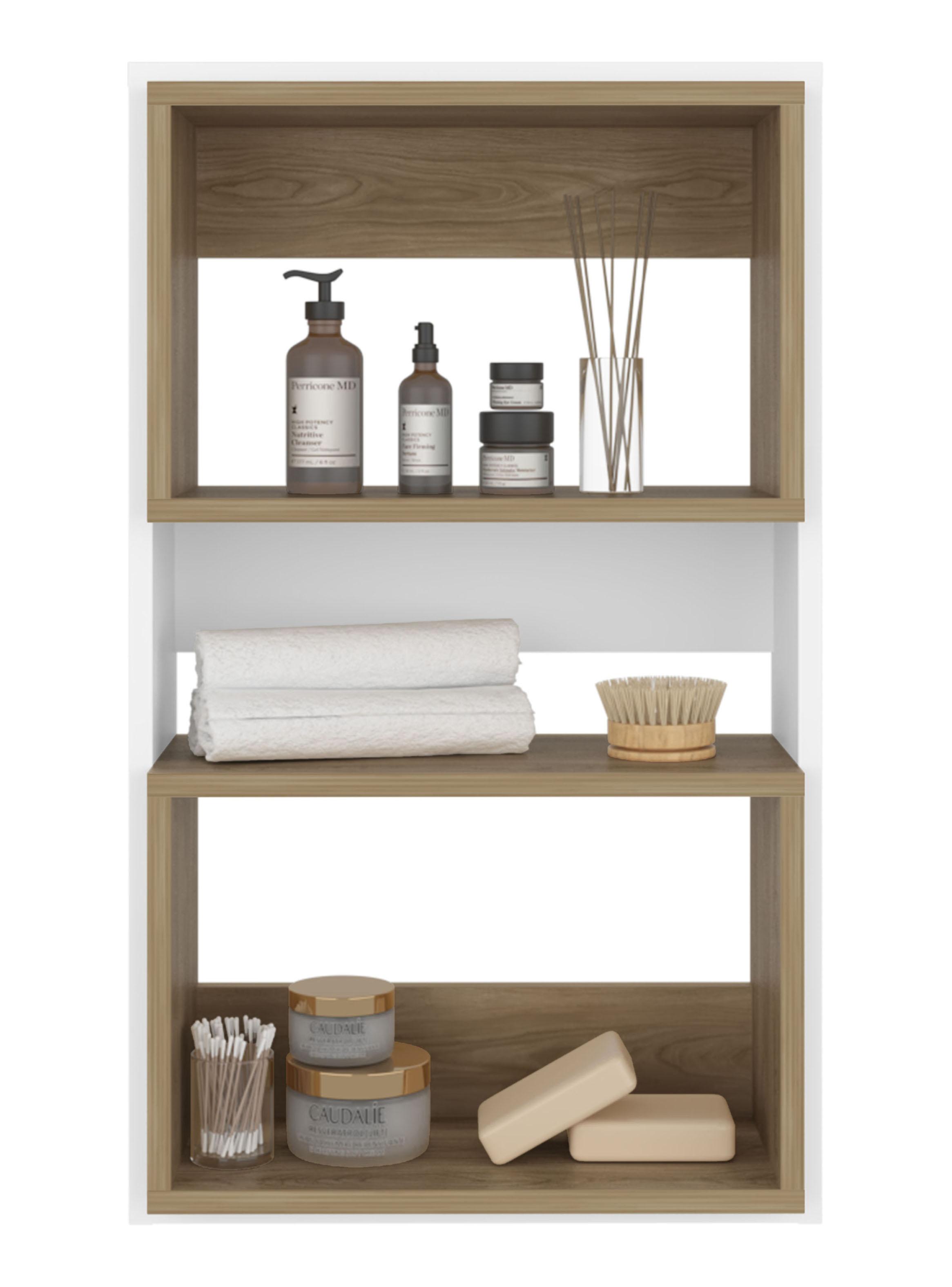 Mueble Auxilar Muro Baño Eco Blanco y Fresno-3