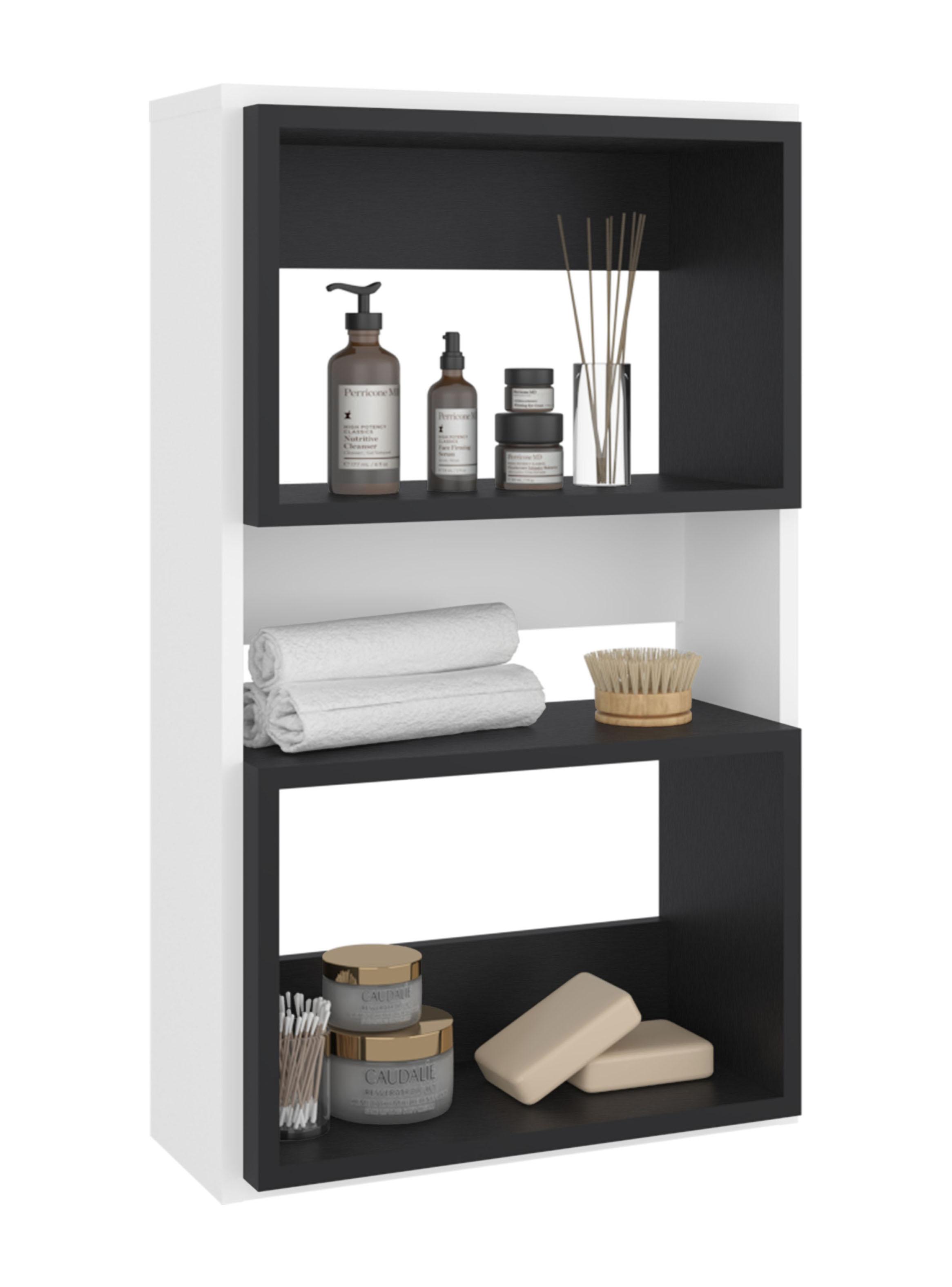 Mueble Auxilar Muro Baño Eco Blanco y Wengue-4