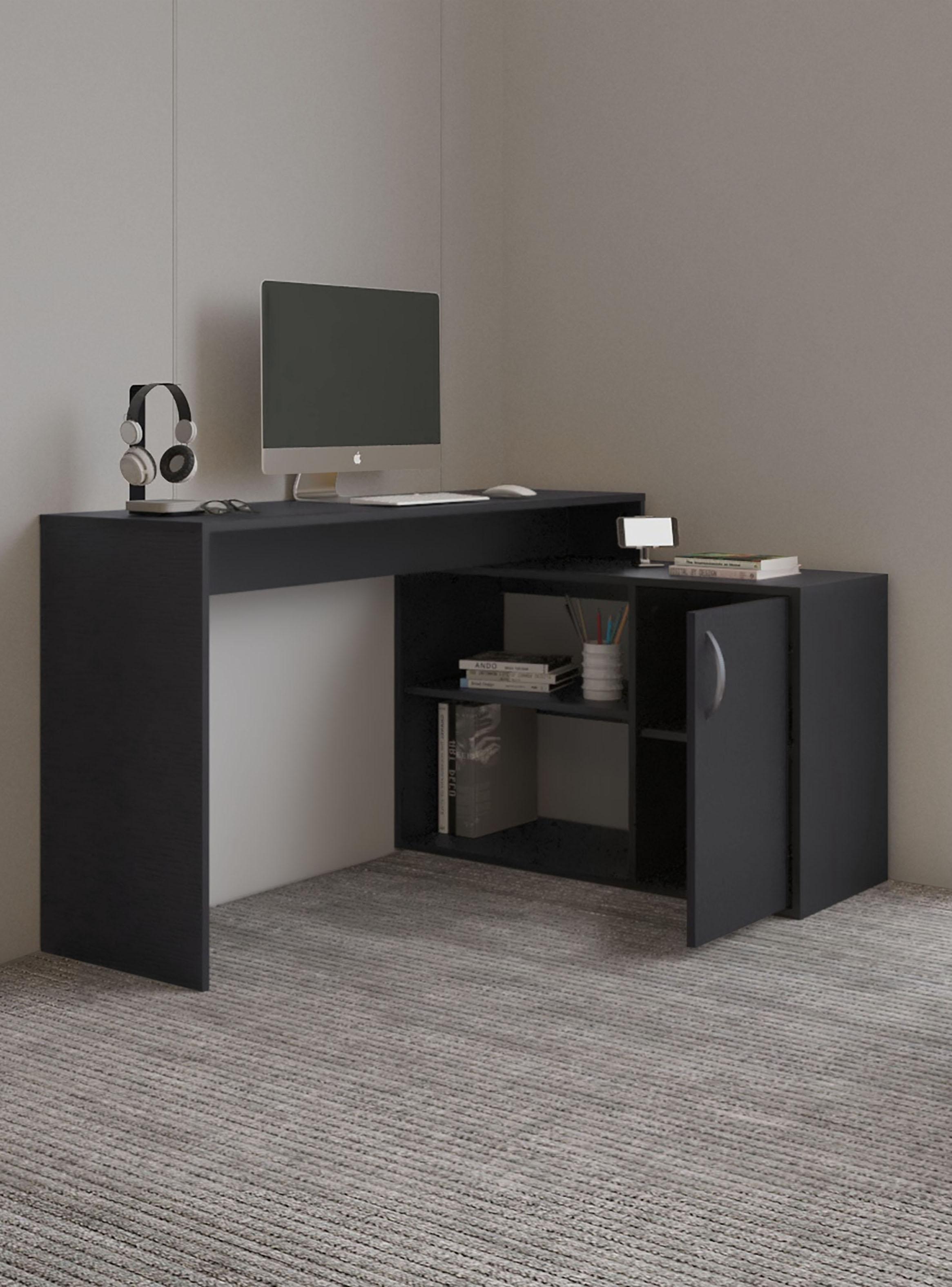 Escritorio en L 1 Puerta 71x125x90 cm Eco Wengue-5