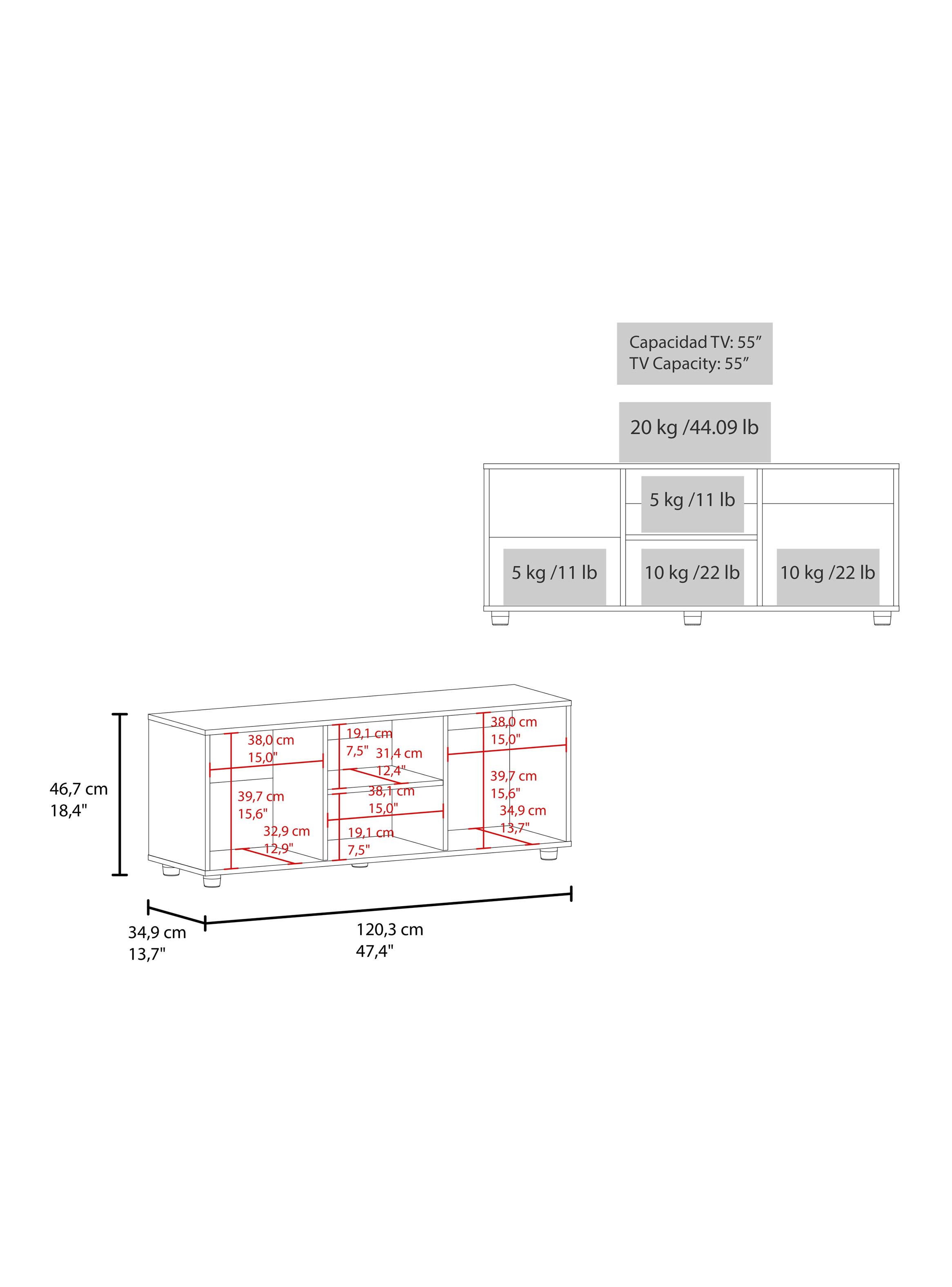 Rack TV 50' Adel 120.3x34.9x46.7 cm Capri y Fresno-1