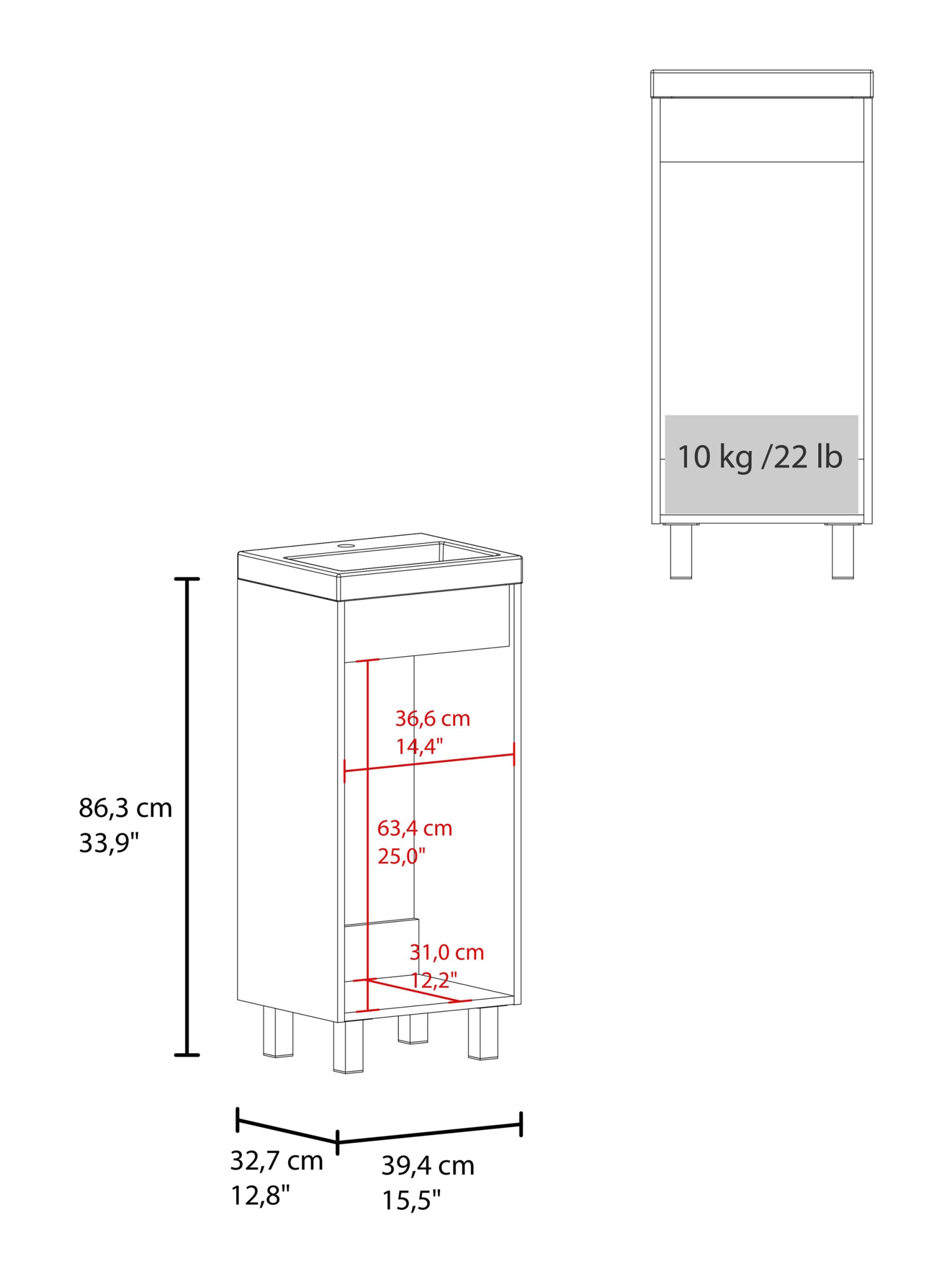 Vanitorio Oxford 1 Puerta 86.4x32.5x39.6 cm Wengue-1