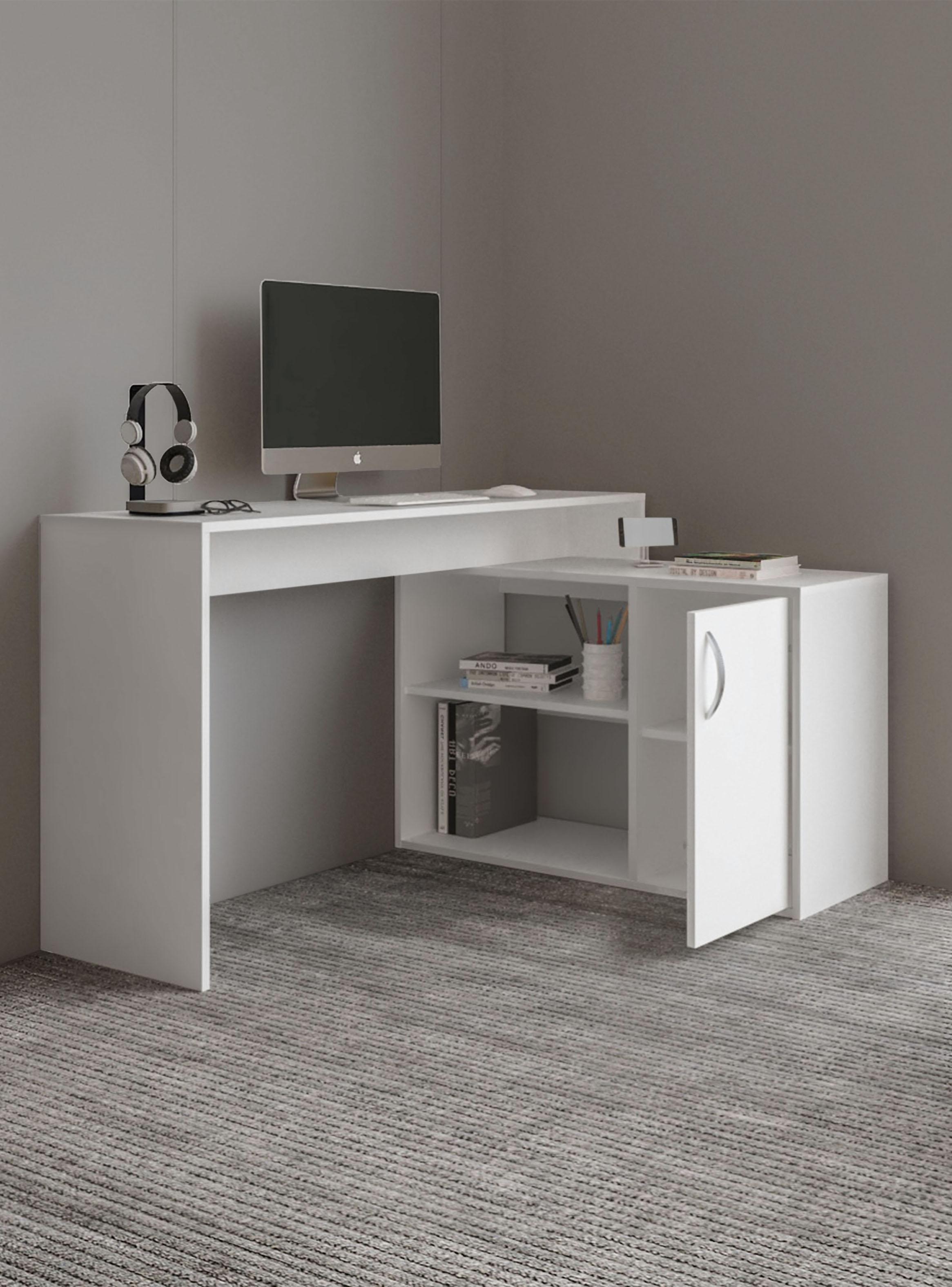 Escritorio en L Axis Eco 1 Puerta 71x125x90 cm Blanco-4