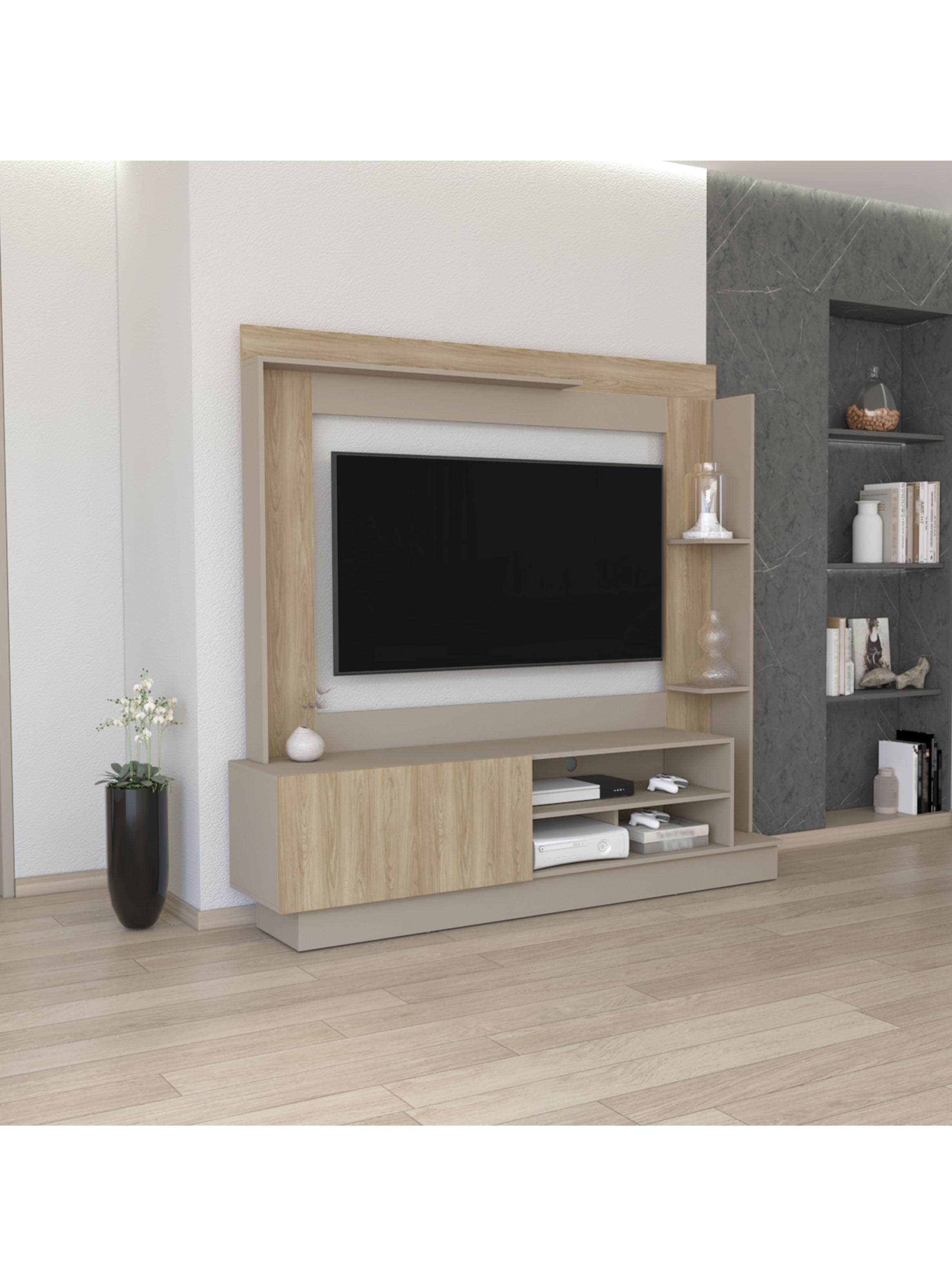 Estante TV 70' Doha 175x180x38.5 cm Taupe y Fresno-4