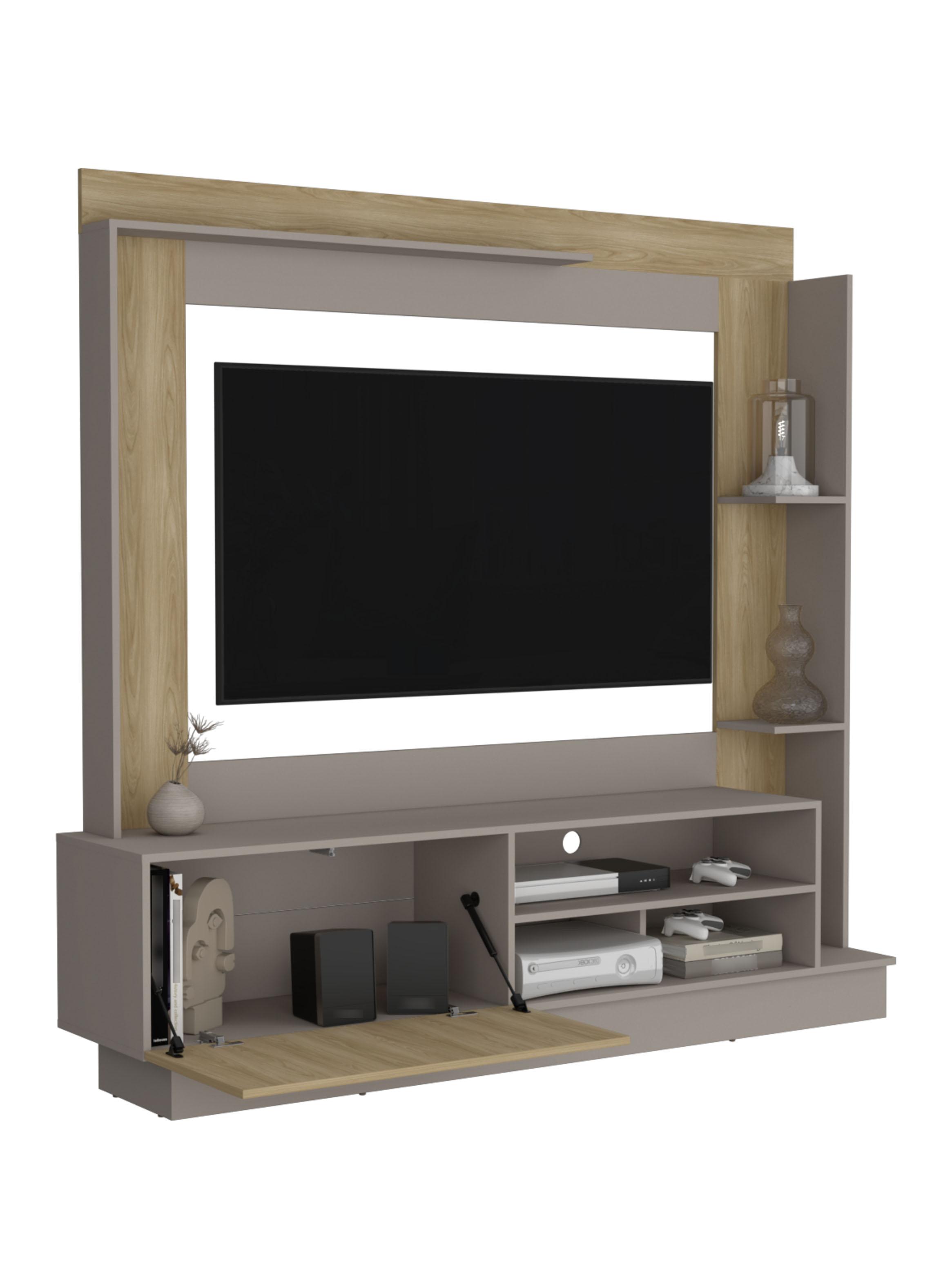 Estante TV 70' Doha 175x180x38.5 cm Taupe y Fresno-3